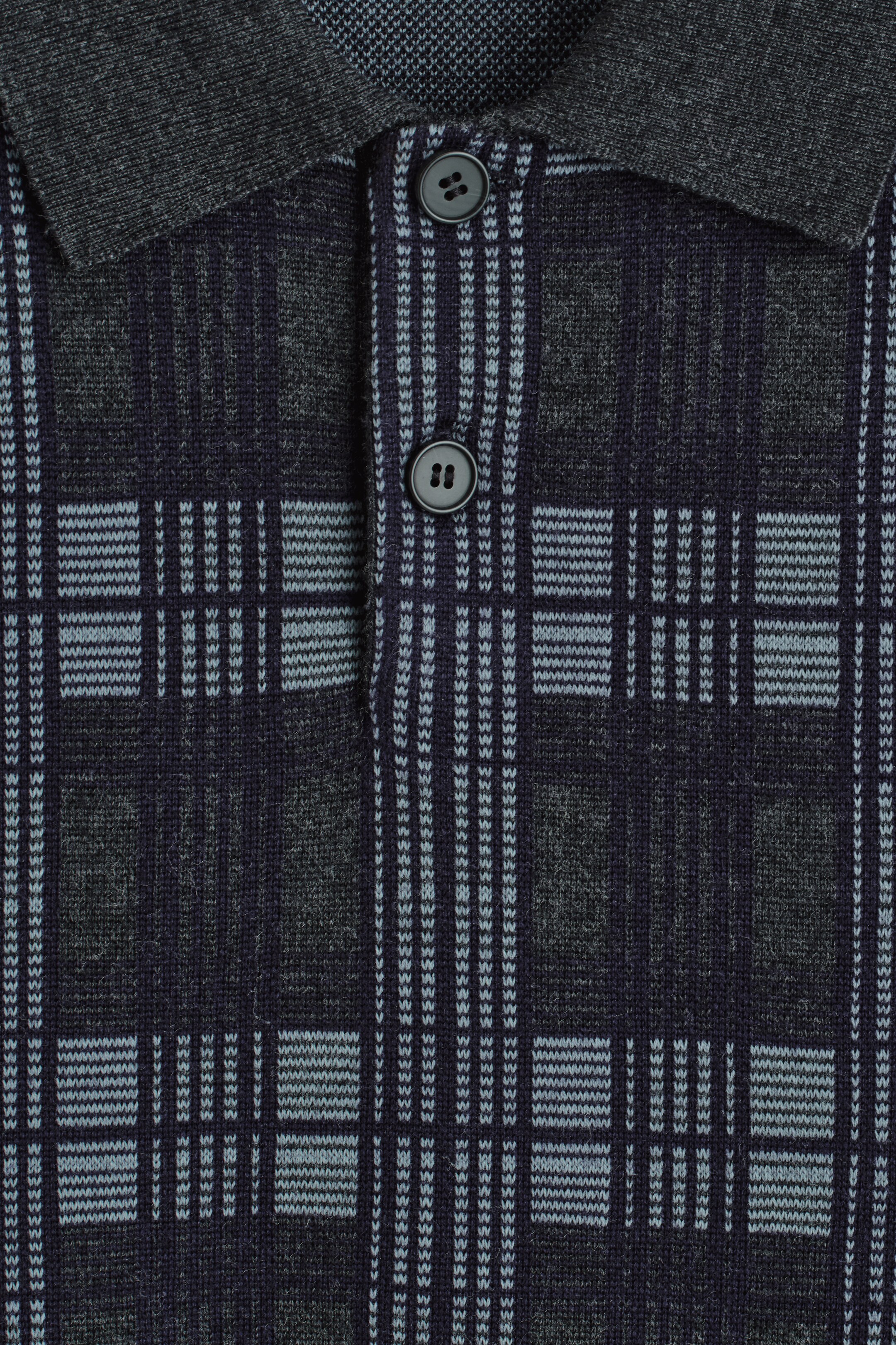 View larger image: WOOL-JACQUARD POLO JUMPER - NAVY / CHECKED - Men | H&M GB 7