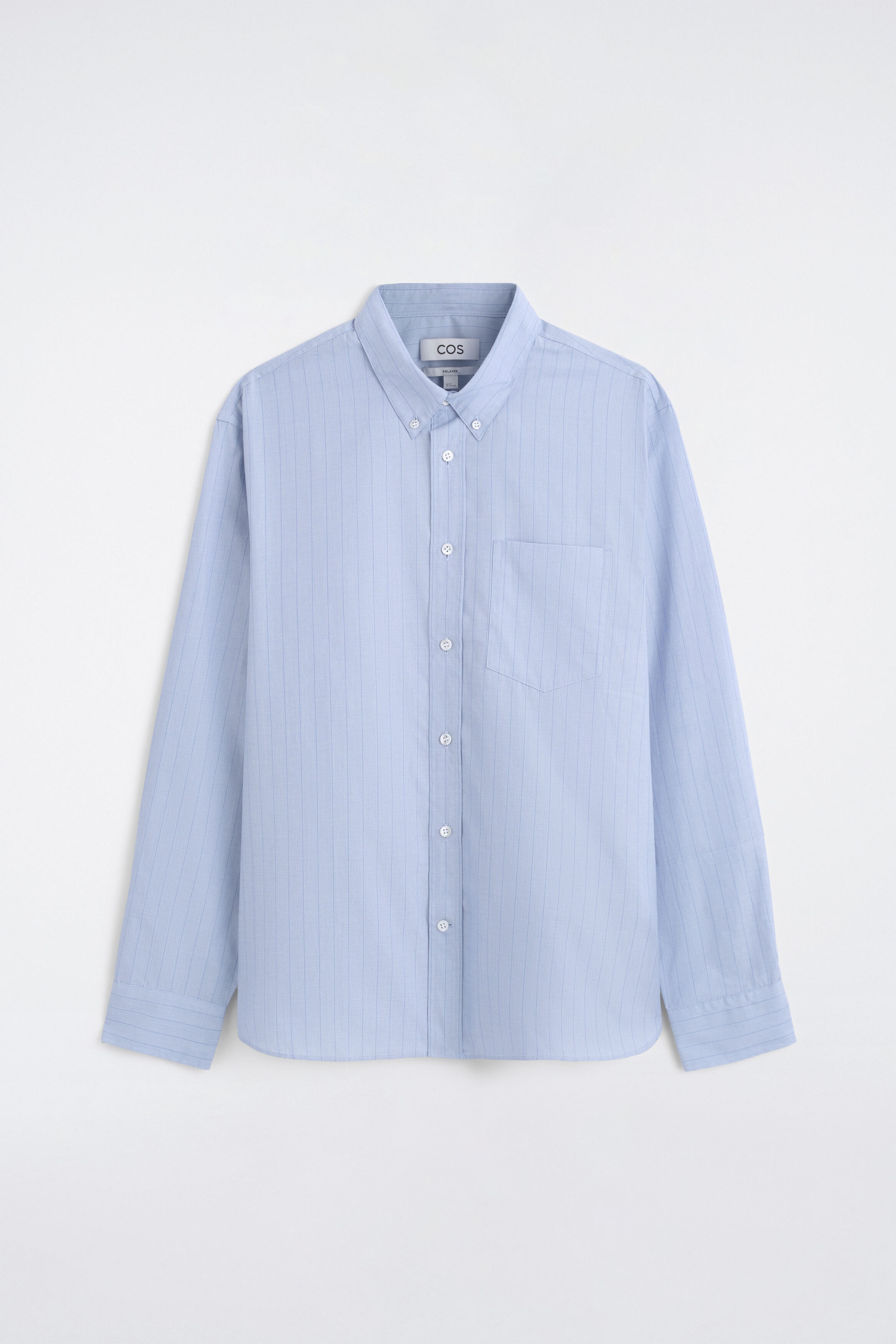 RELAXED PINSTRIPED FIL-À-FIL COTTON SHIRT