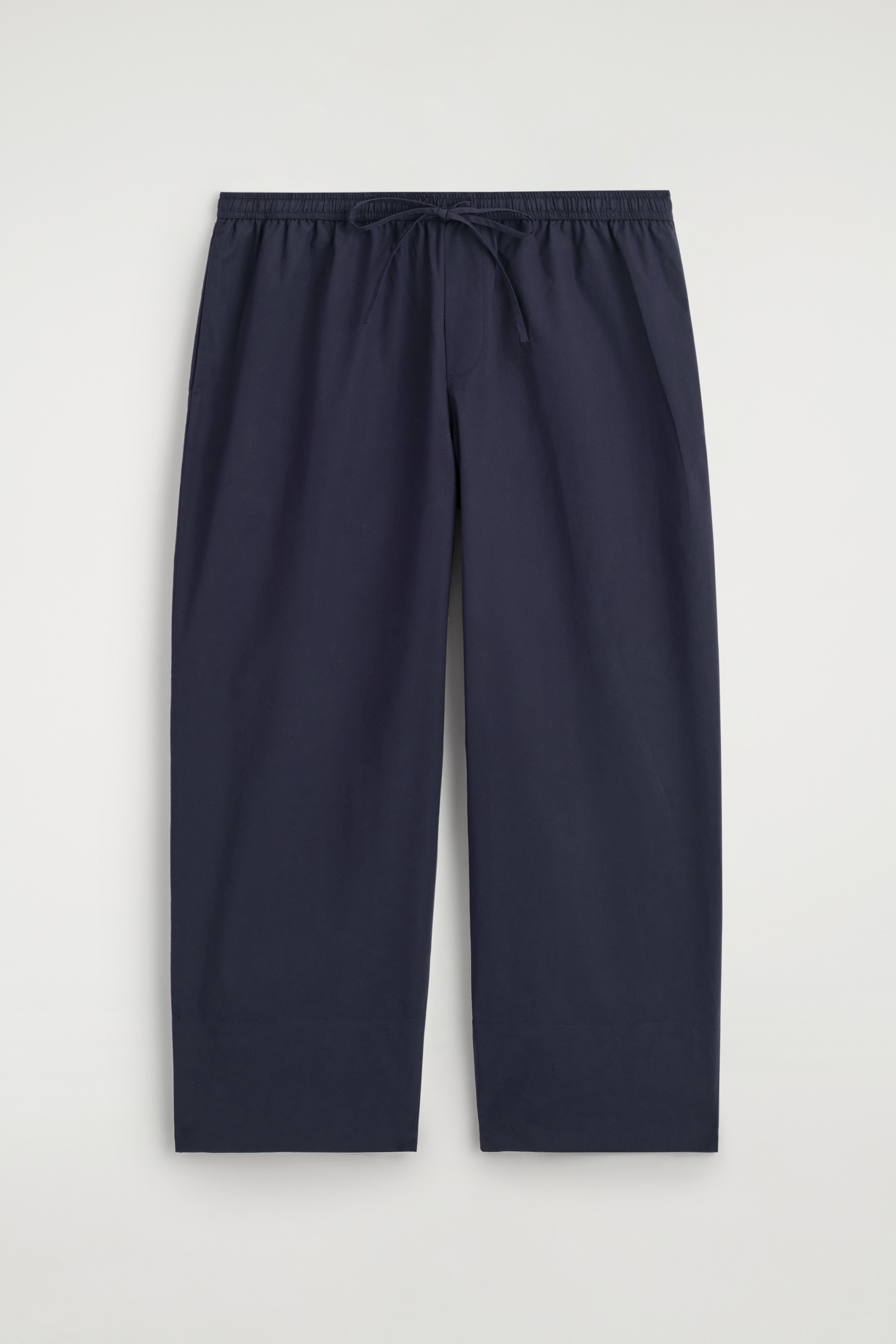 PANTALONI IN COTONE A GAMBA DRITTA CON COULISSE - BLU NAVY/BIANCO
