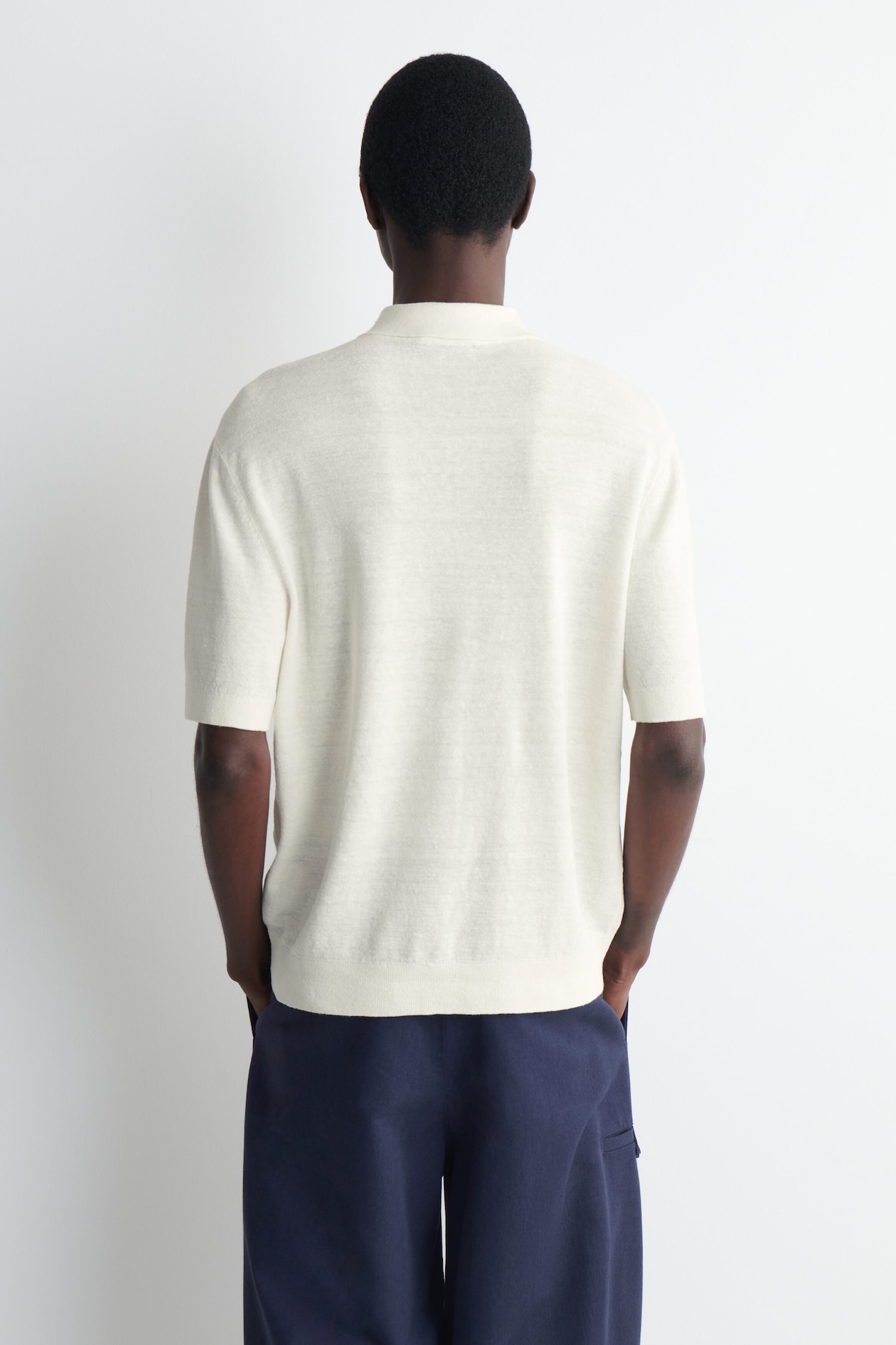 TEXTURED KNITTED LINEN SHIRT — CREAM