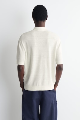 TEXTURED KNITTED LINEN SHIRT — CREAM 4