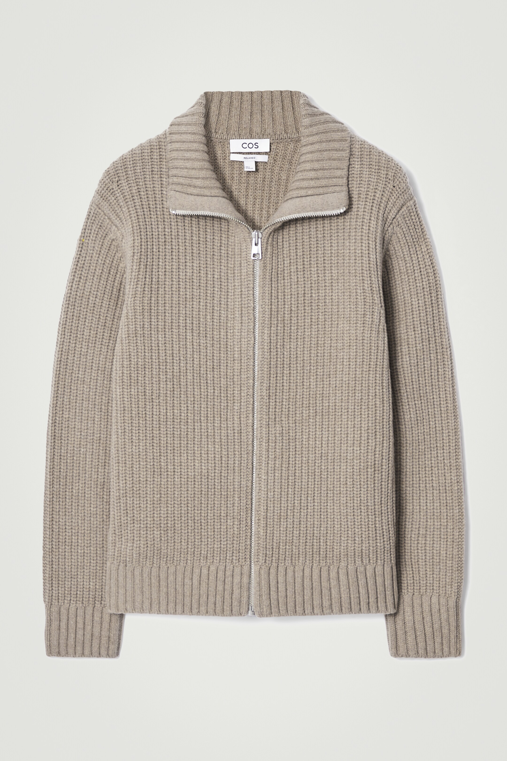 View larger image: FUNNEL-NECK KNITTED WOOL JACKET - BEIGE - Men | H&M GB 1