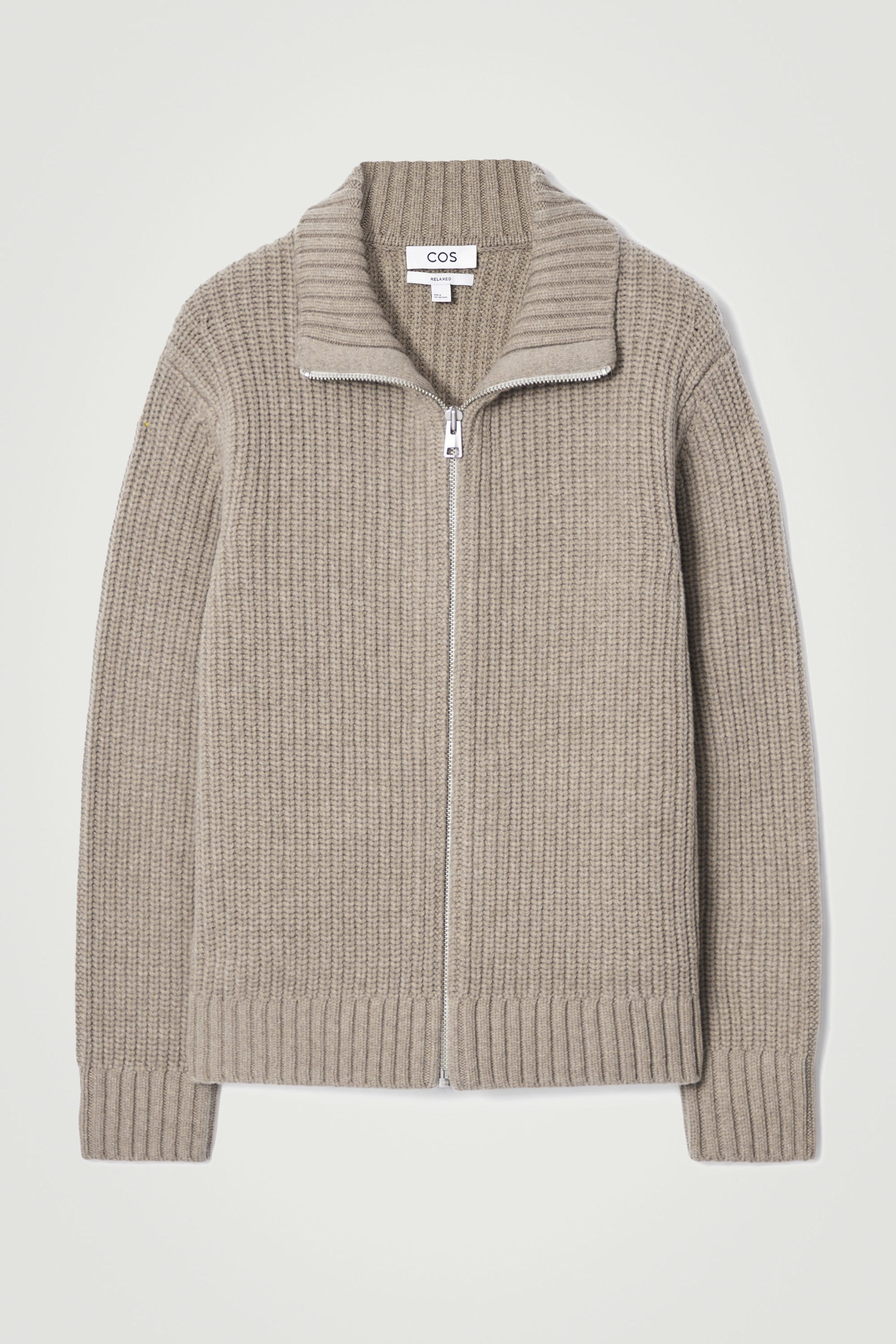 FUNNEL-NECK KNITTED WOOL JACKET
