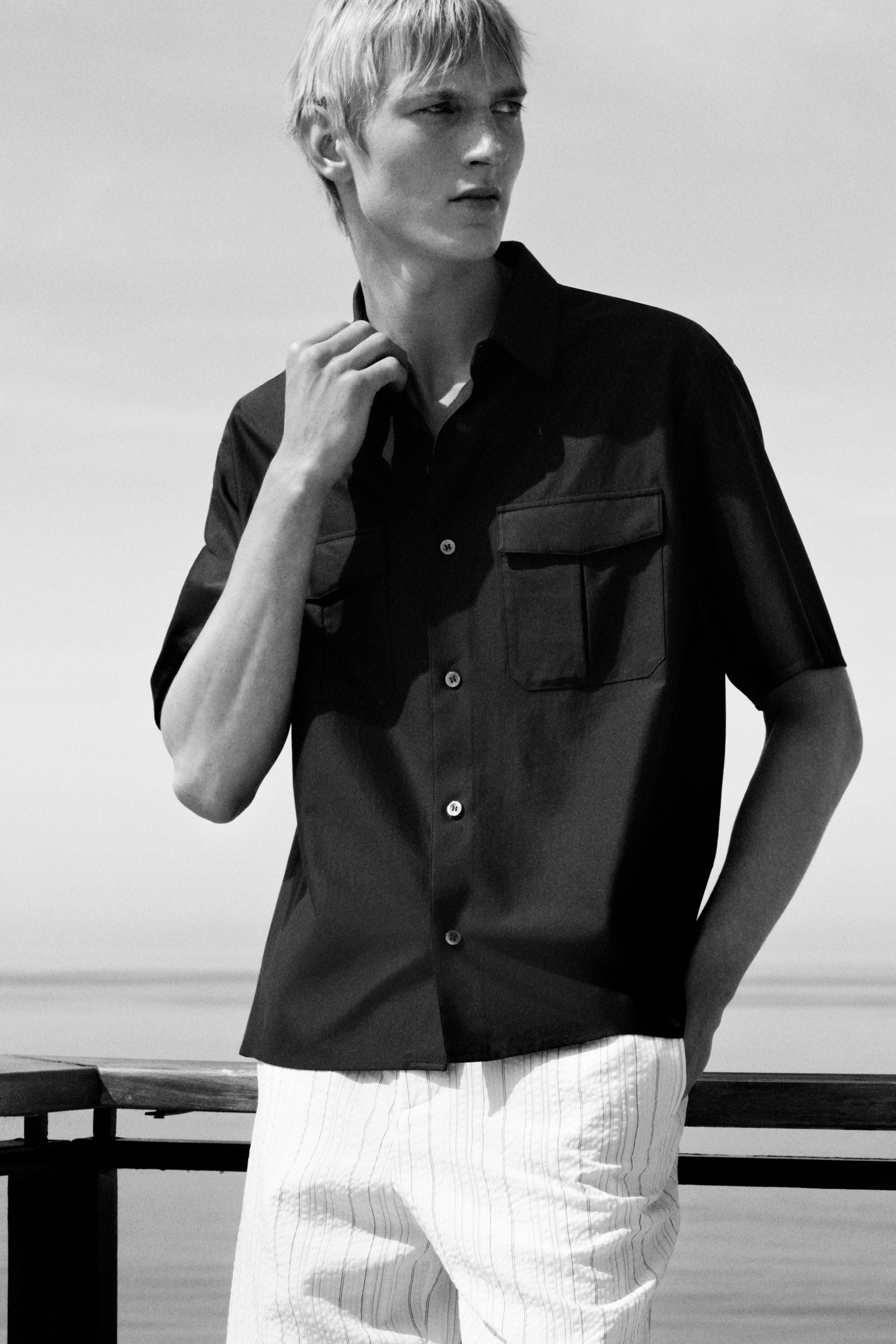 CHEMISE RAYÉE EN JACQUARD DE COTON
