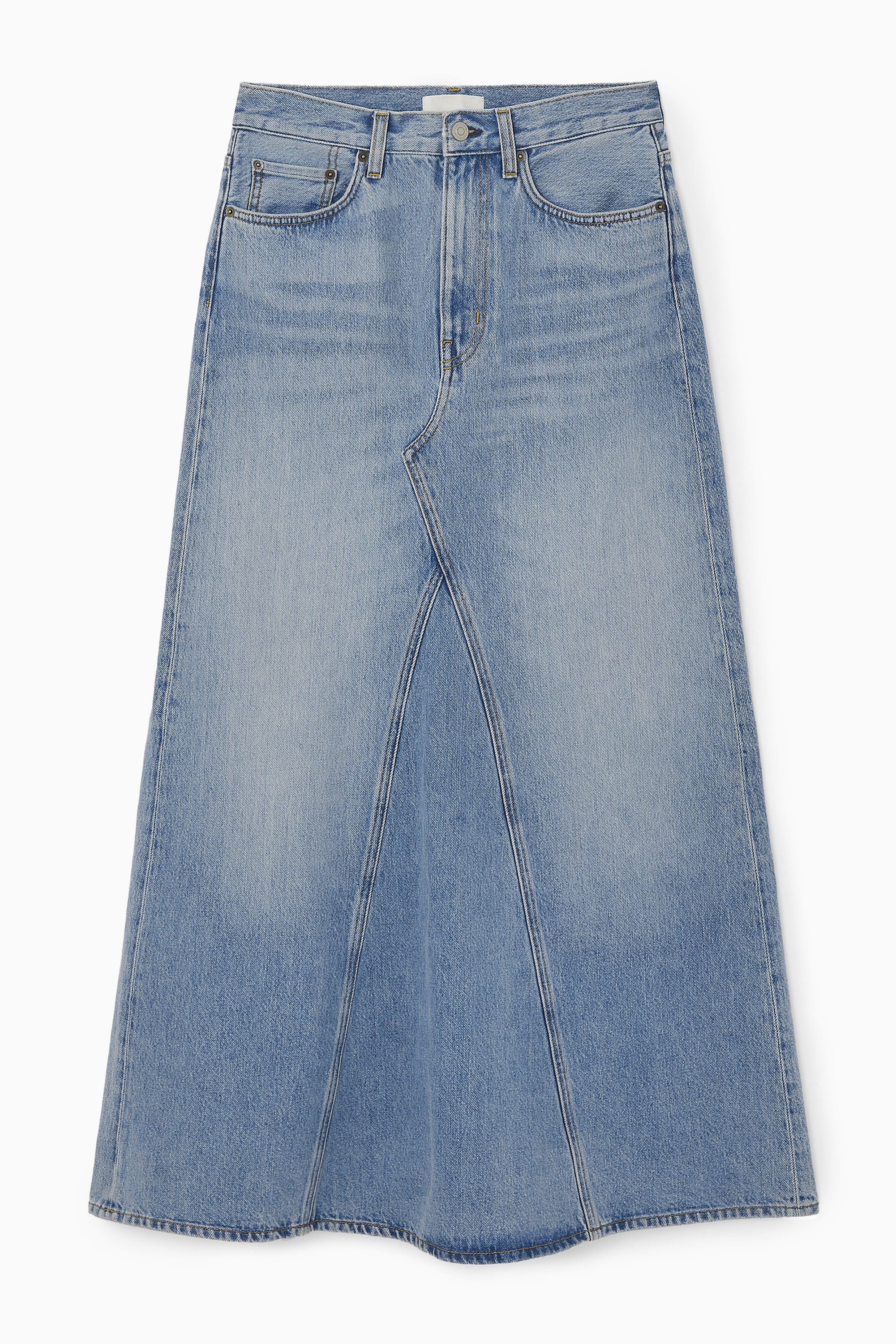 PANELED DENIM MAXI SKIRT - BLUE | COS