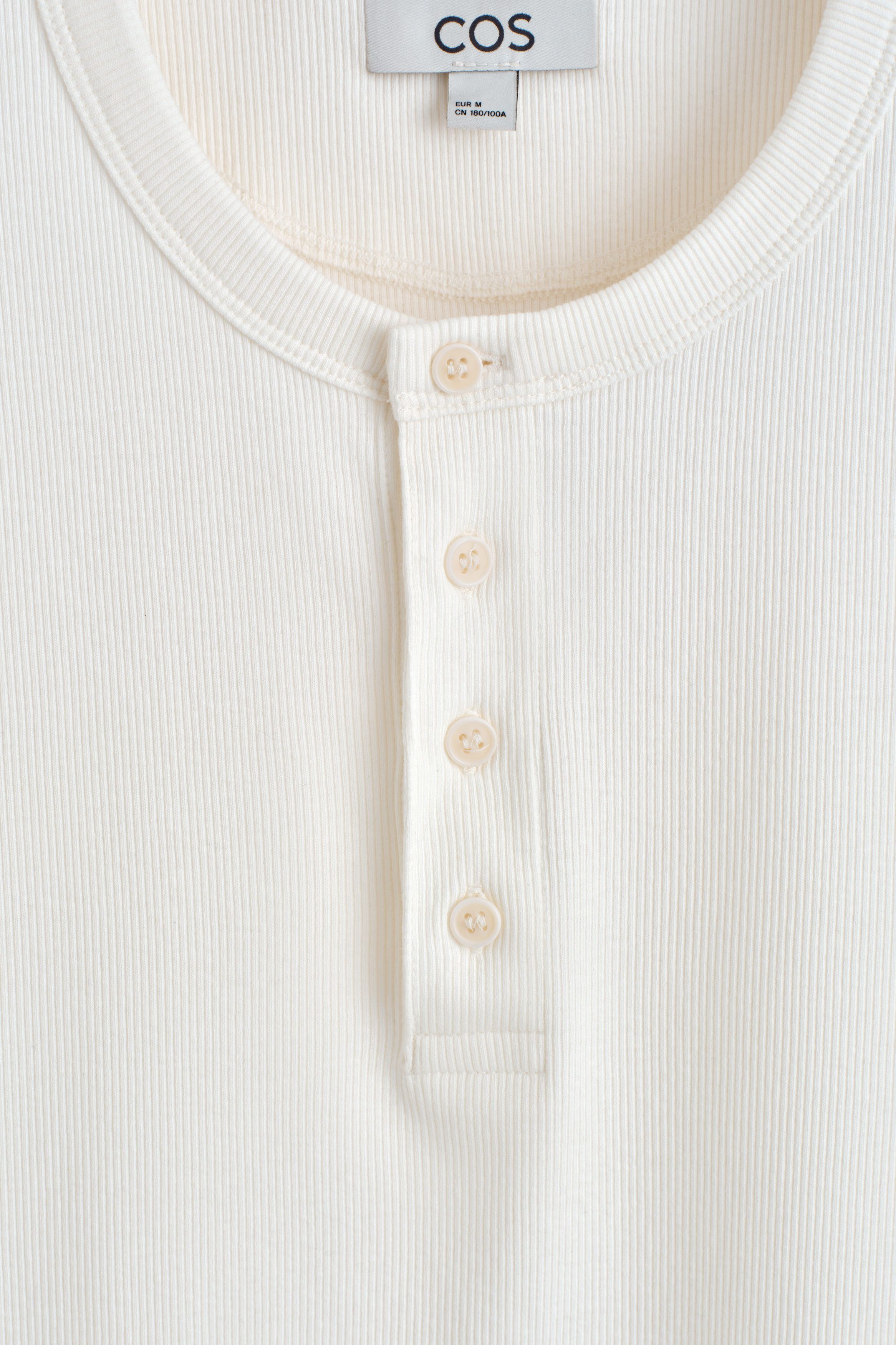 SLIM-FIT RIBBED HENLEY T-SHIRT - OFF-WHITE | COS US