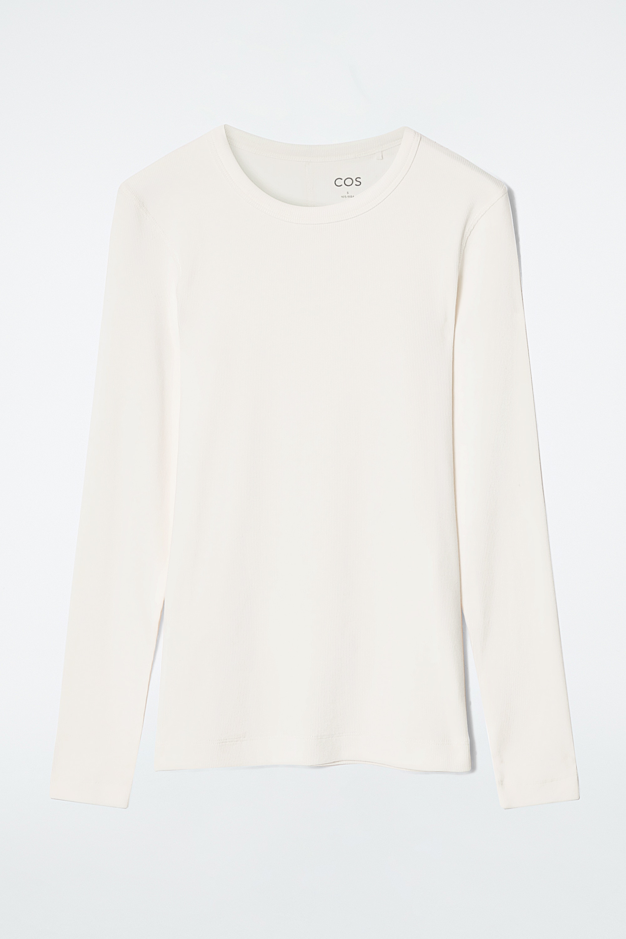 RIBBED JERSEY LONG-SLEEVED TOP - BRANCO/CINZA MESCLA/PRETO