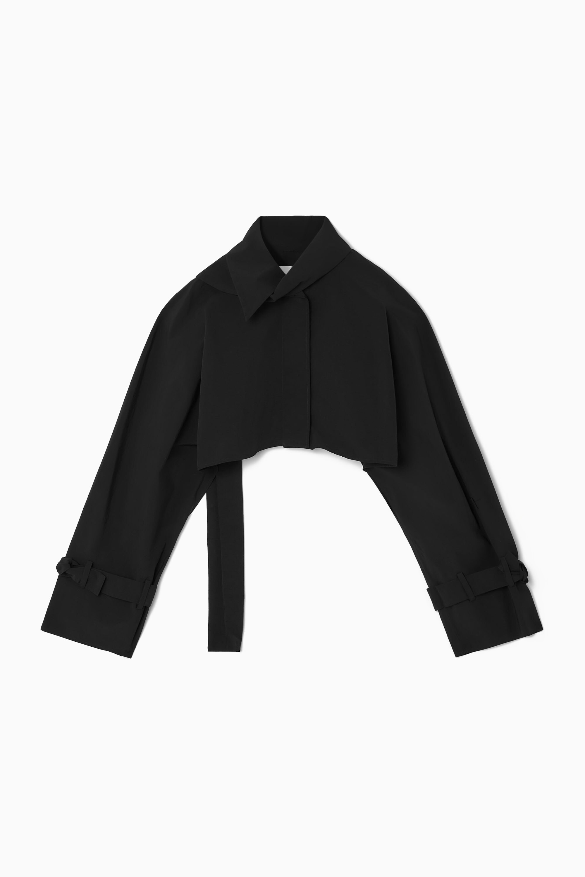 SCARF-DETAIL CROPPED HYBRID TRENCH COAT - BLACK | COS