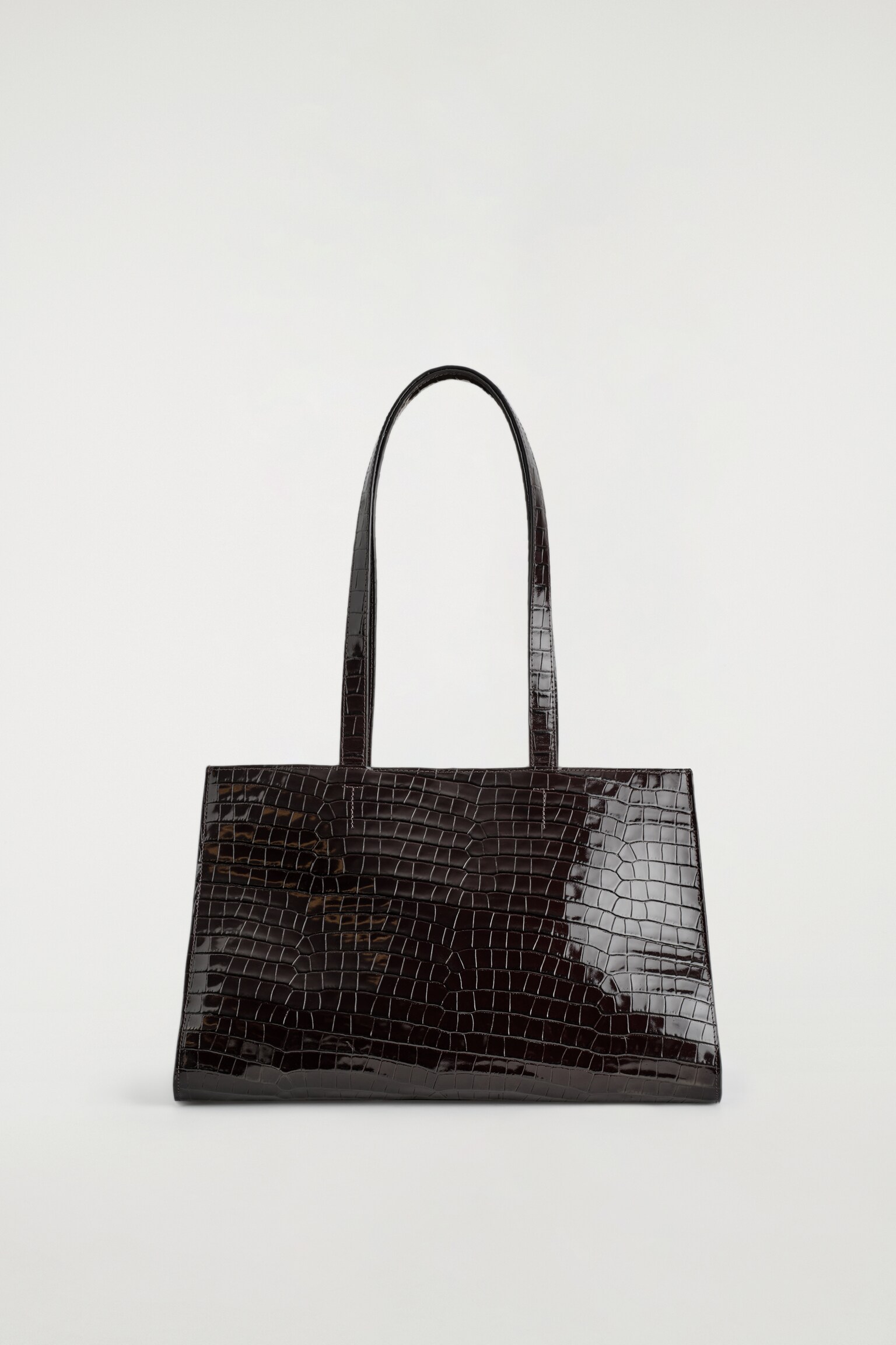 SAC CABAS GALLERY - CUIR EFFET CROCO - BRUN FONCÉ - 2