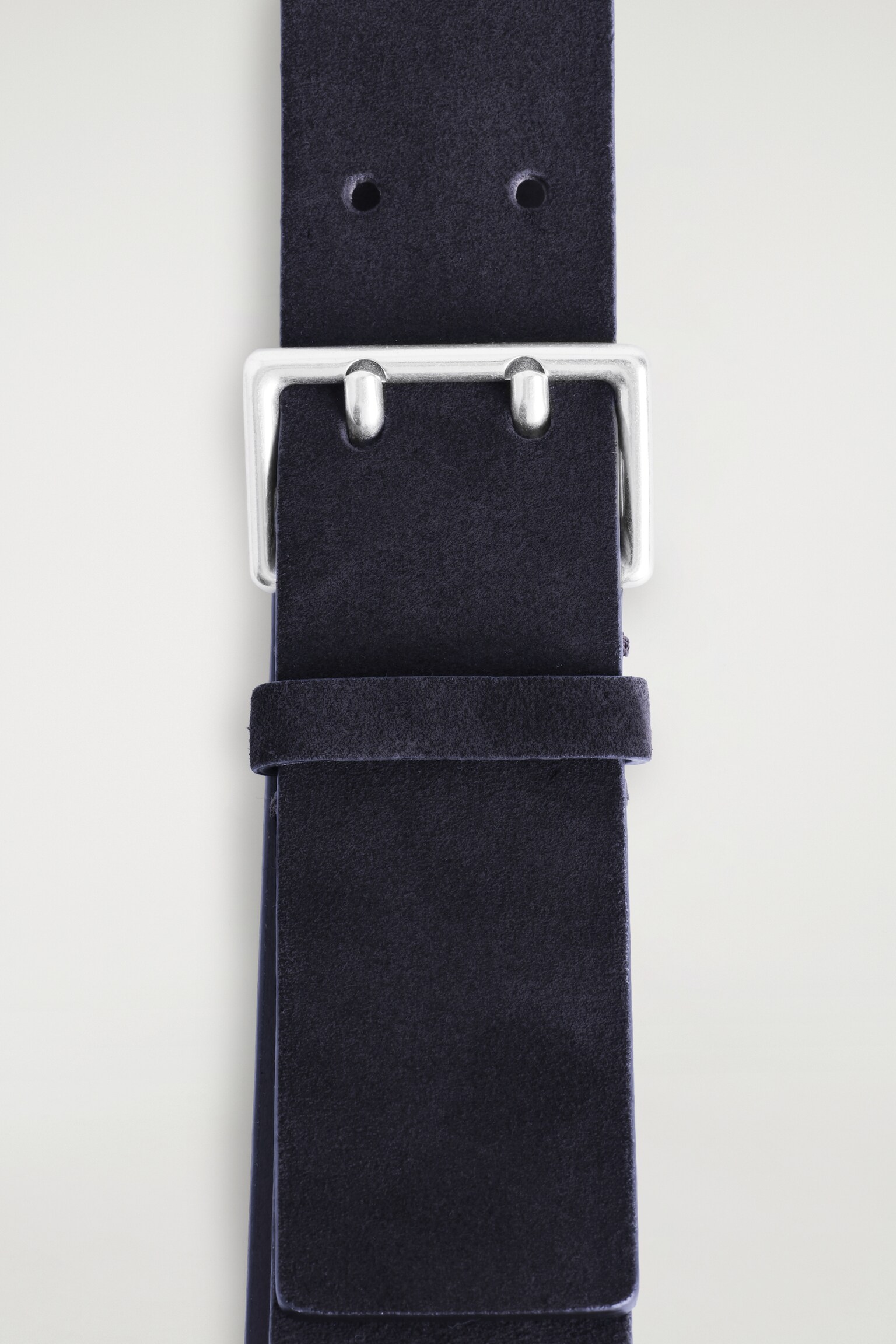 CEINTURE EN DAIM À DOUBLE ARDILLON - BLEU MARINE/BRUN/CAPPUCCINO - 3