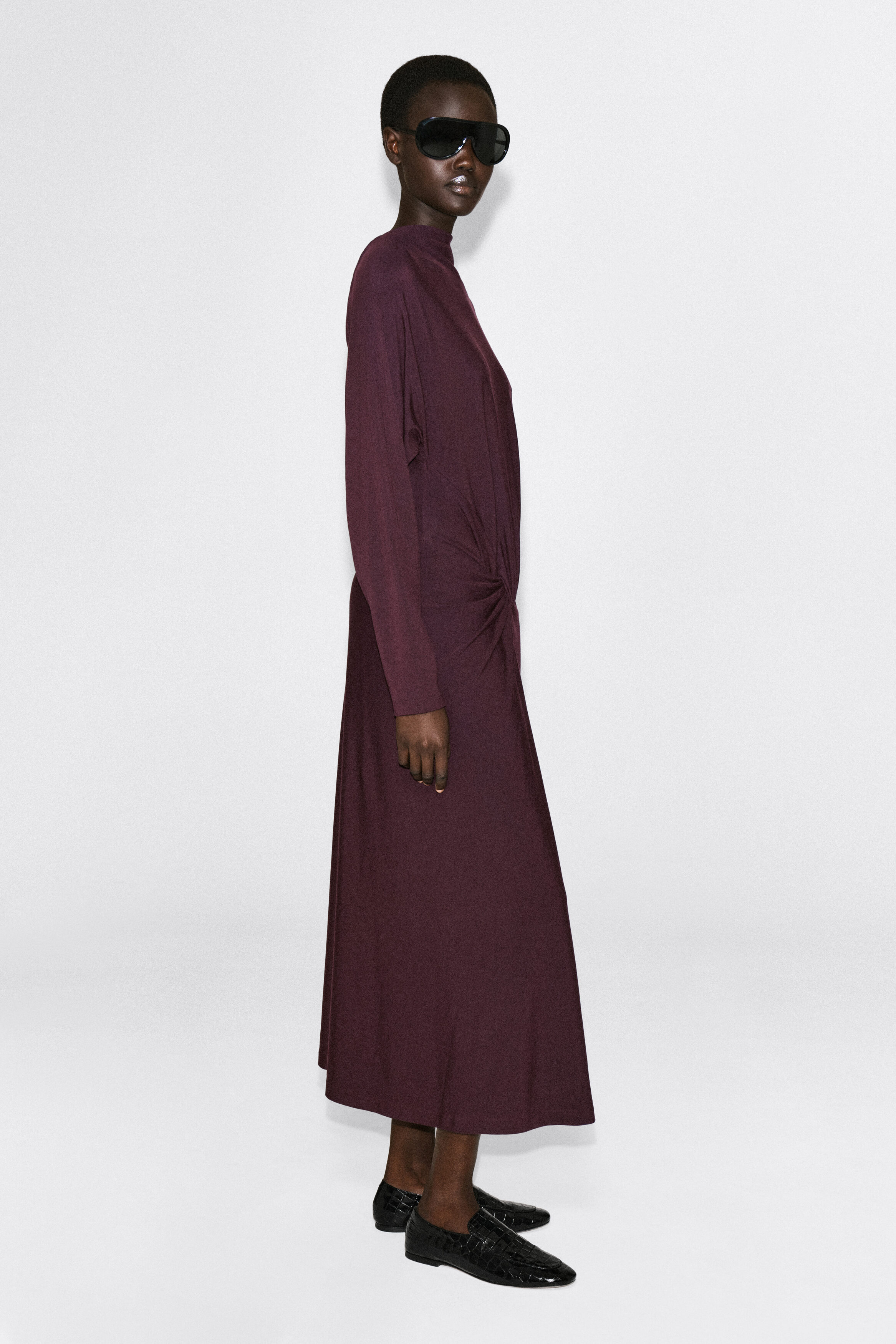 DRAPED TWIST-DETAIL MIDI DRESS thumbnail 3