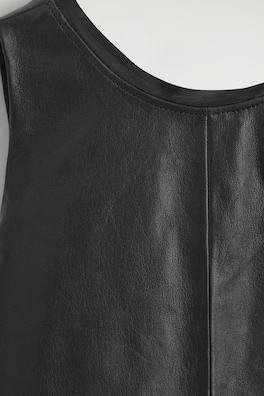 LEATHER A-LINE MINI DRESS — BLACK 6