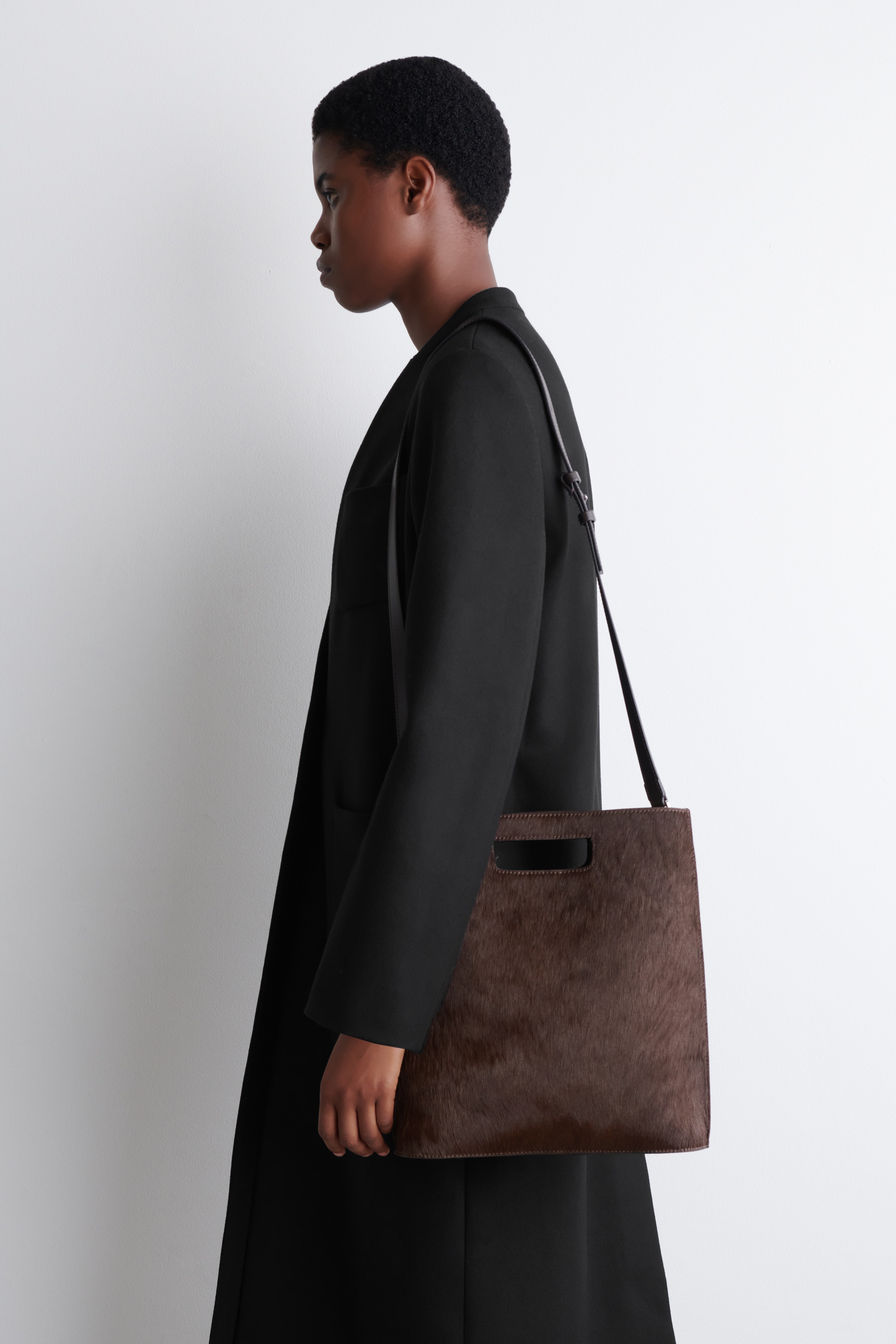 FOLIO BAG - PONY-HAIR LEATHER - ΚΑΦΕ