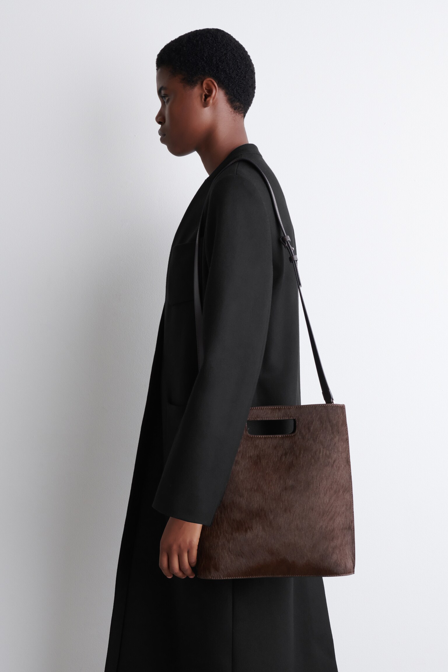 SAC FOLIO - CUIR POILS DE PONEY - BRUN