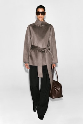 BELTED DOUBLE-FACED CASHMERE JACKET — STONE 3