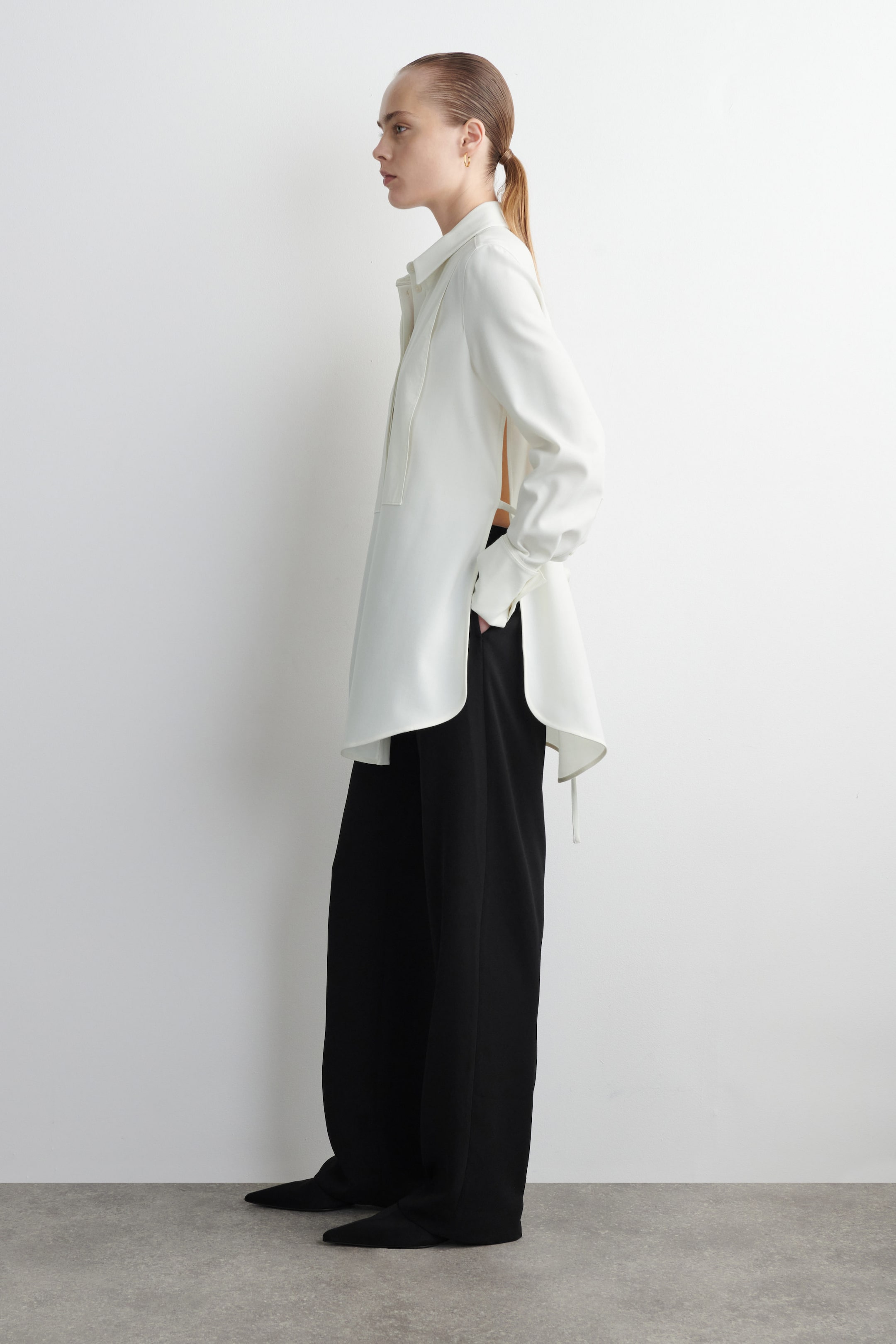 WOOL-BLEND TUXEDO SHIRT