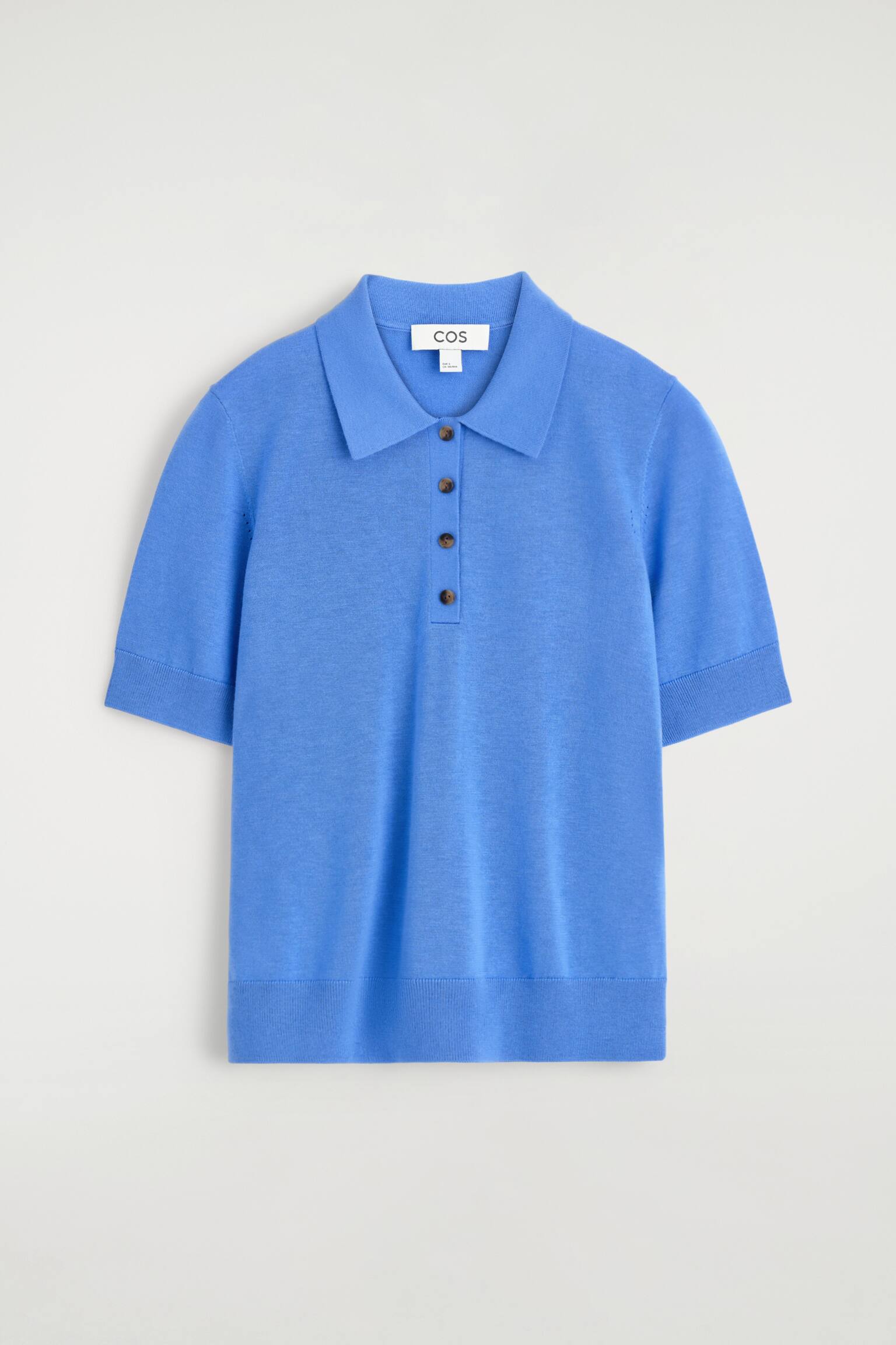 SHRUNKEN WOOL-BLEND POLO SHIRT - BLUE/BEIGE  MÉLANGE - 2