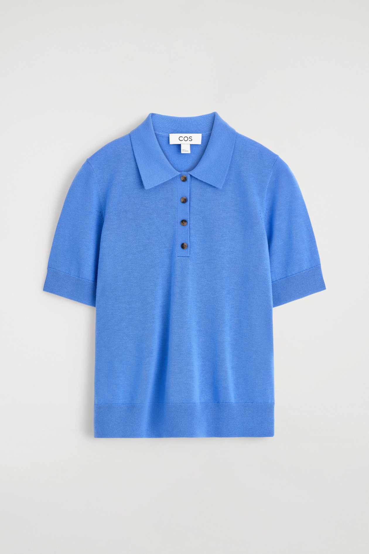 SHRUNKEN WOOL-BLEND POLO SHIRT — BLUE