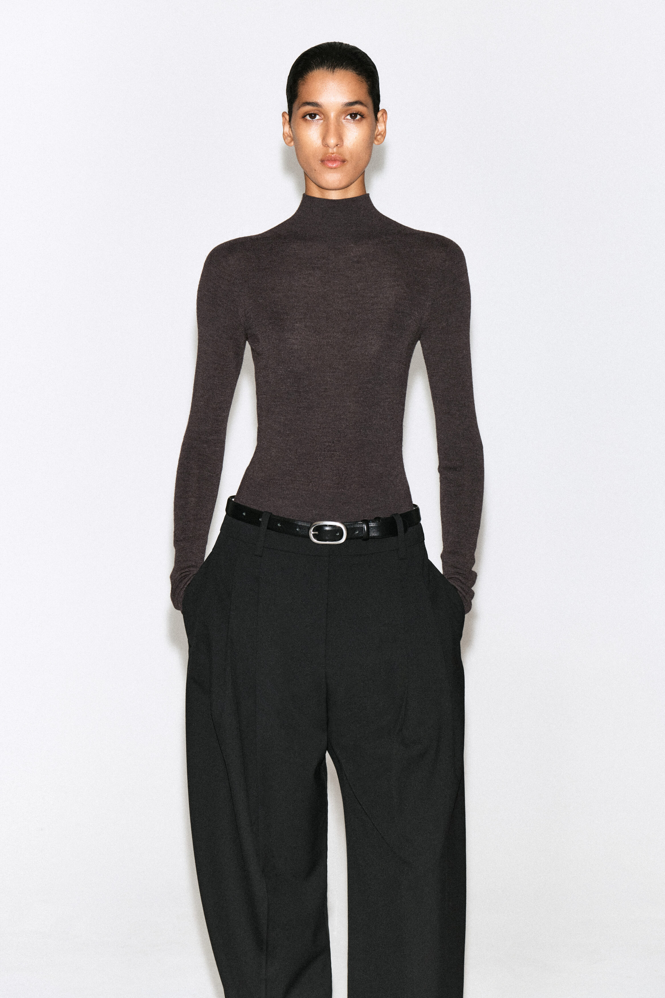 Seamless Merino Wool Mock-Neck Bodysuit by COS