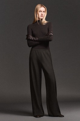 WOOL-BLEND WIDE-LEG PANTS — DARK GRAY 7