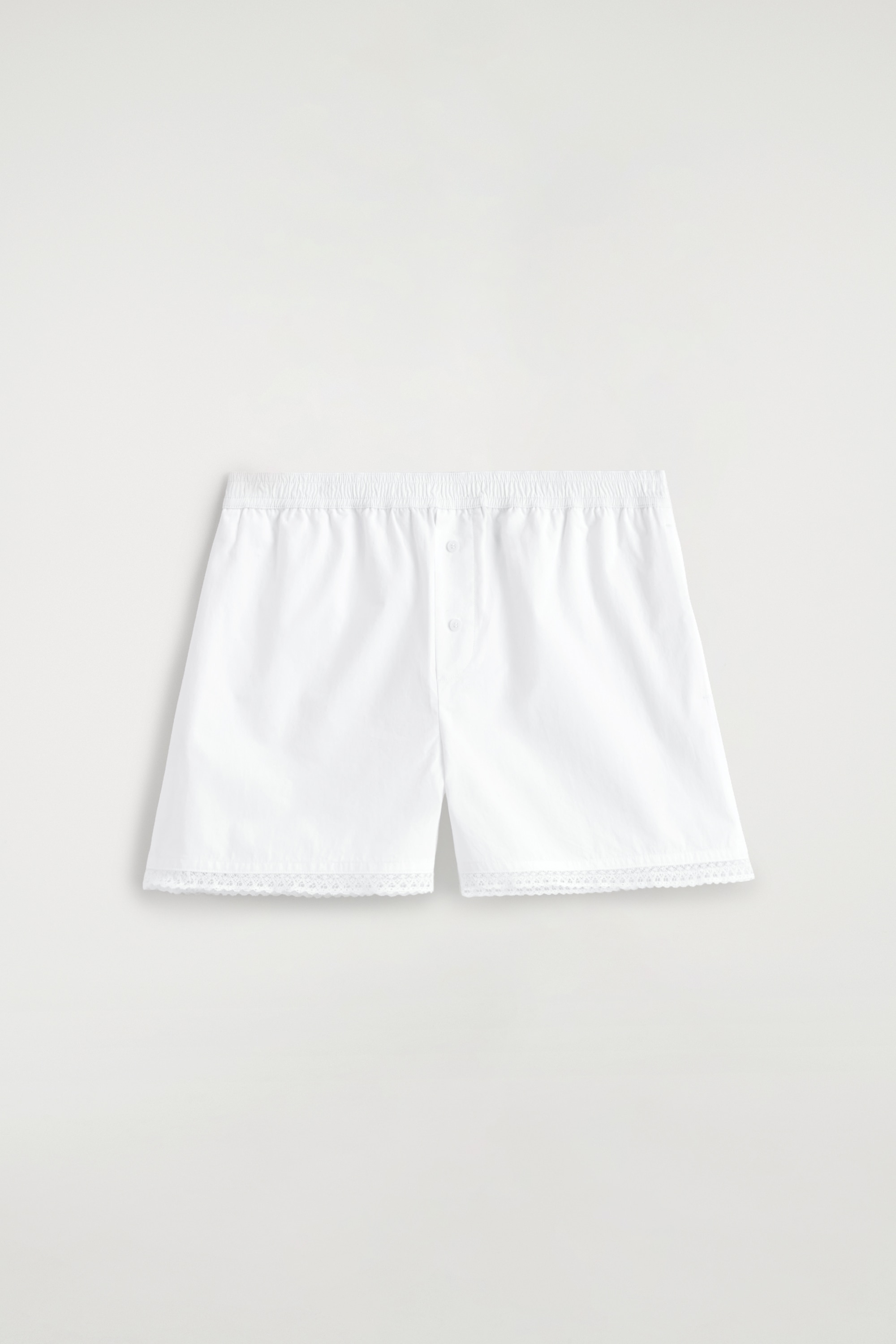 Shorts van katoen met kanten afwerking - WIT