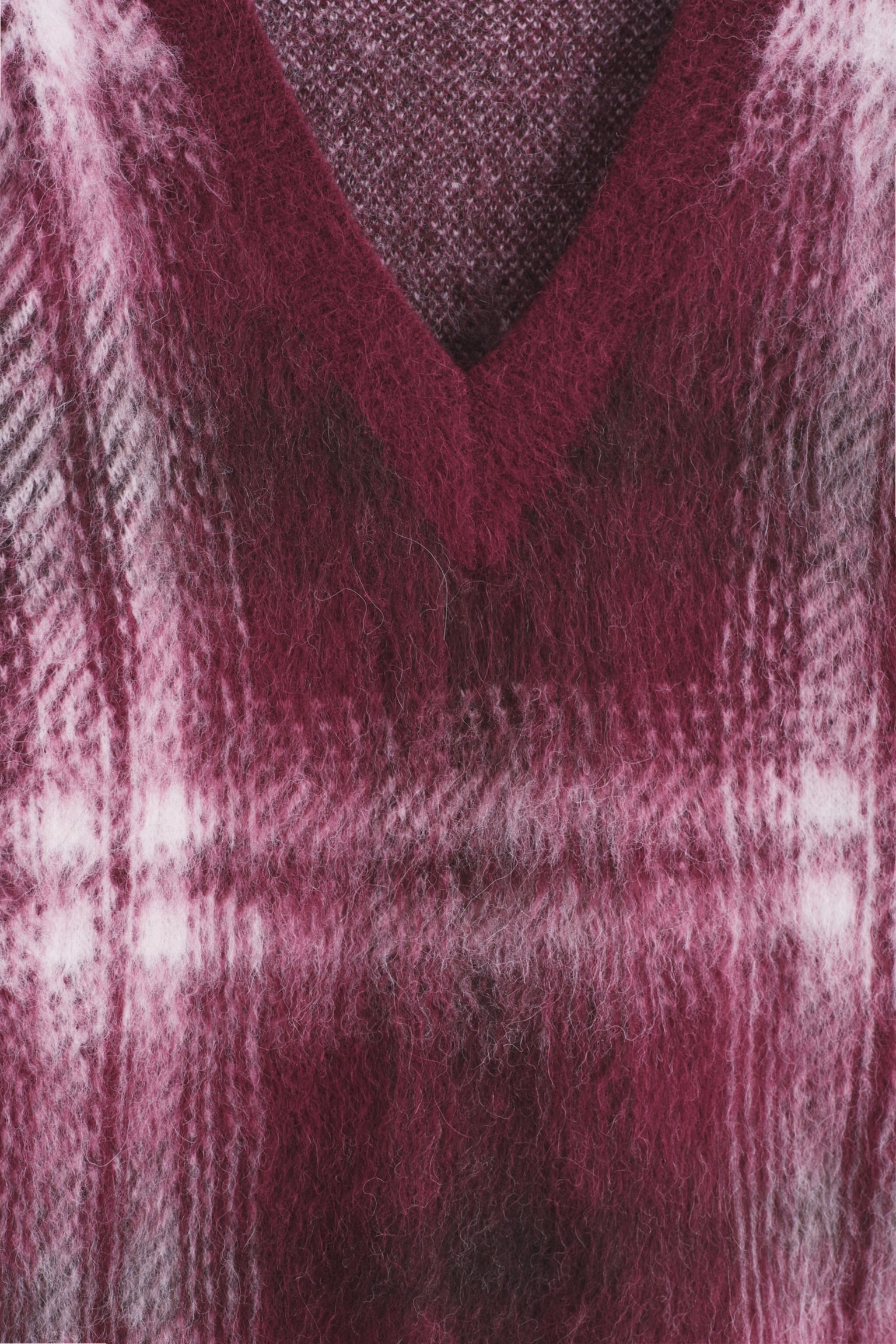 JERSEY DE CUADROS EN MEZCLA DE ALPACA - BURDEOS/CUADROS - 5