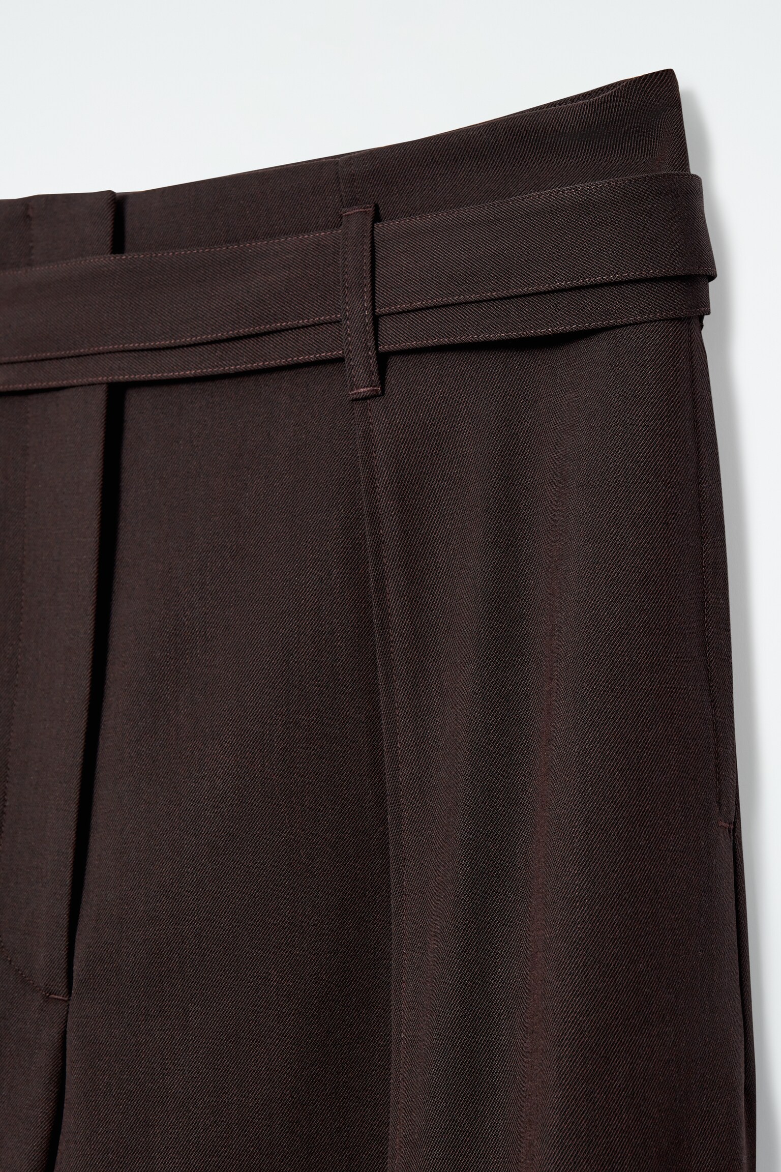 TURN-UP WOOL-BLEND TROUSERS - DARK BROWN - 5