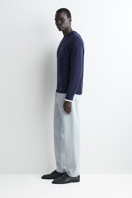 PURE CASHMERE CREW-NECK SWEATER — MIDNIGHT BLUE 3