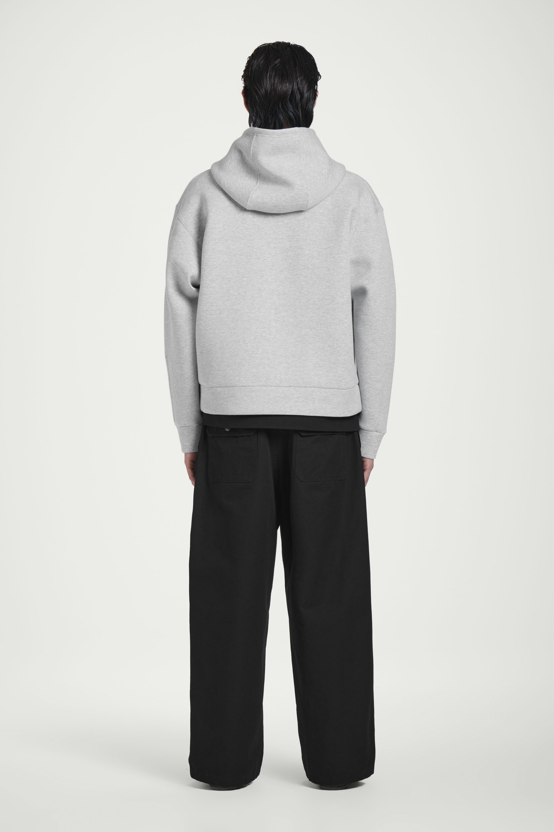 kosyo  OVERSIZED SCUBA-JERSEY ZIP-UP HOODIE - GRAY | COS