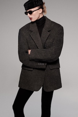 BRUSHED-WOOL BLAZER — CHARCOAL MÉLANGE 10