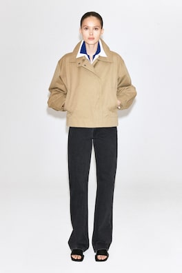 ROUNDED SHORT TRENCH COAT — BEIGE 1