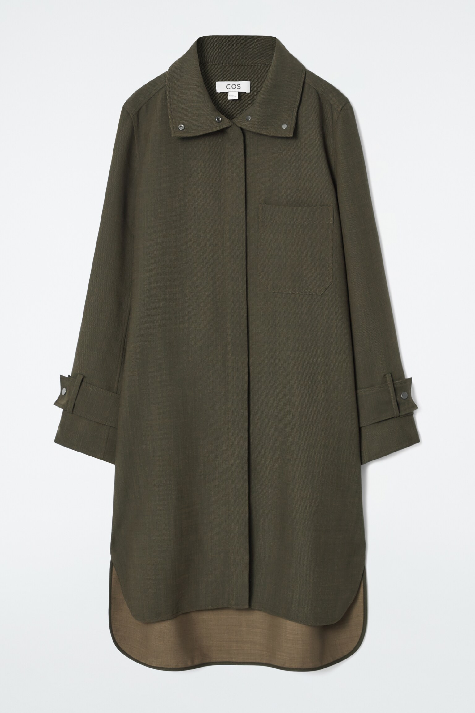 OVERSIZED WOOL-BLEND SHIRT DRESS - KHAKI MÉLANGE
