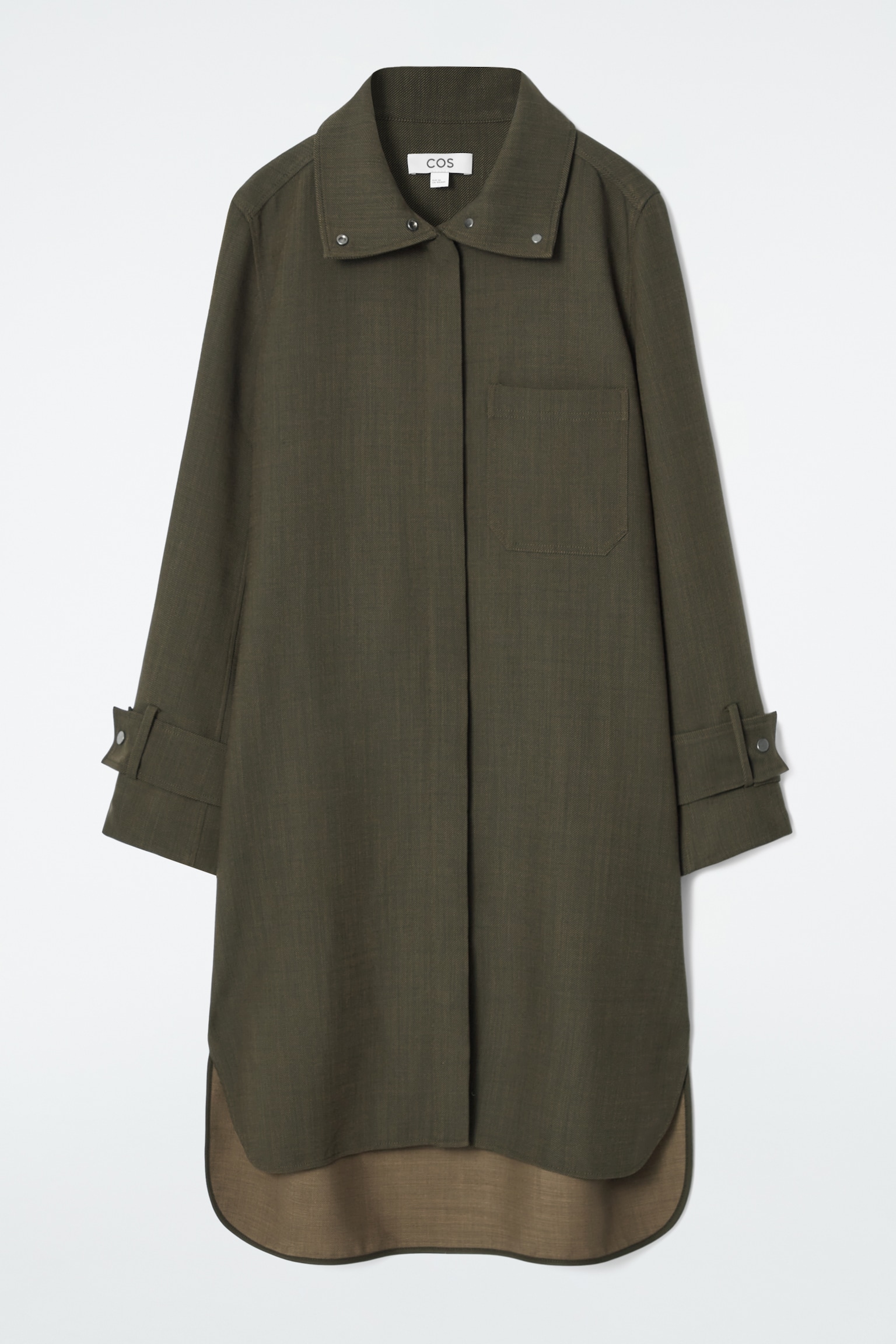 OVERSIZED WOOL-BLEND SHIRT DRESS - KHAKI MÉLANGE