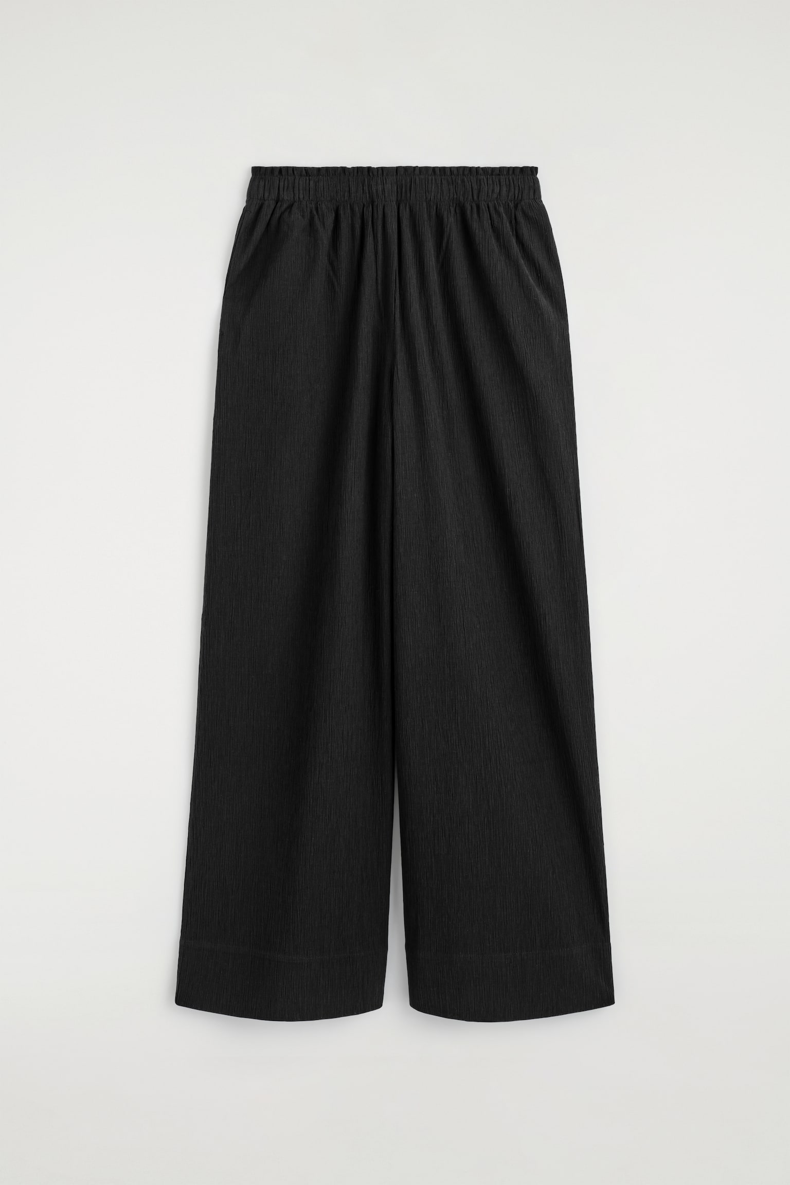 CRINKLED-JERSEY WIDE-LEG TROUSERS - שחור/חום בהיר - 1