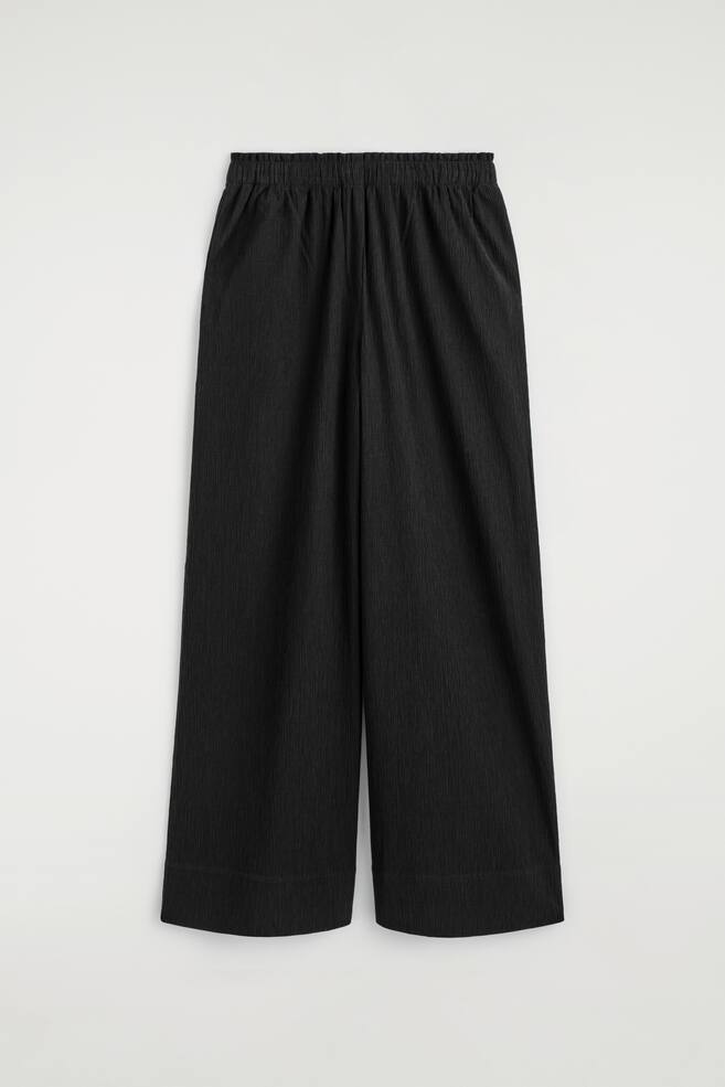 PANTALÓN WIDE LEG TEXTURA ARRUGADA - NEGRO/MARRÓN CLARO - 1