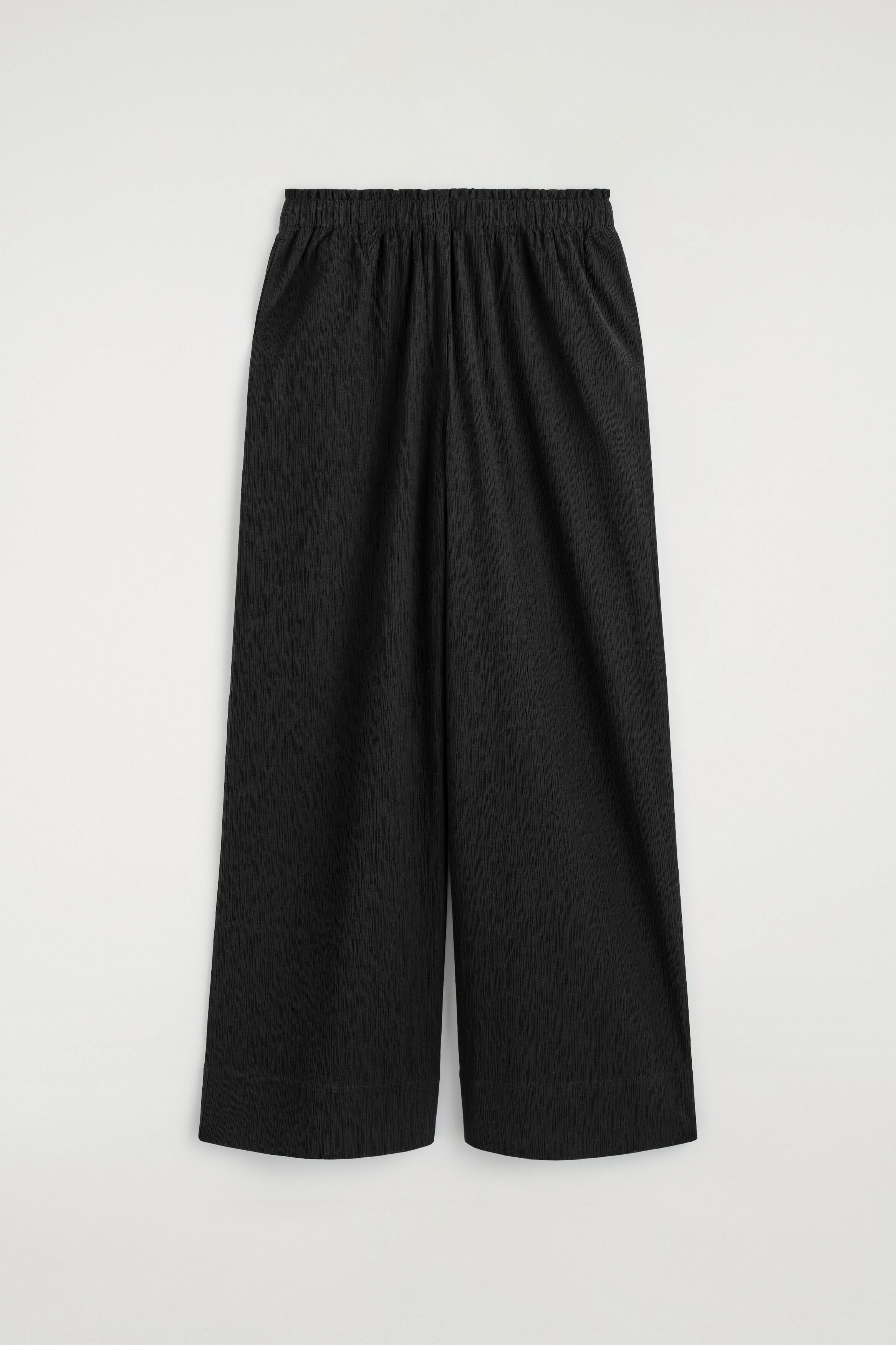 Crinkled Jersey Wide-Leg Trousers - Black