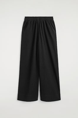 CRINKLED-JERSEY WIDE-LEG TROUSERS — BLACK 7