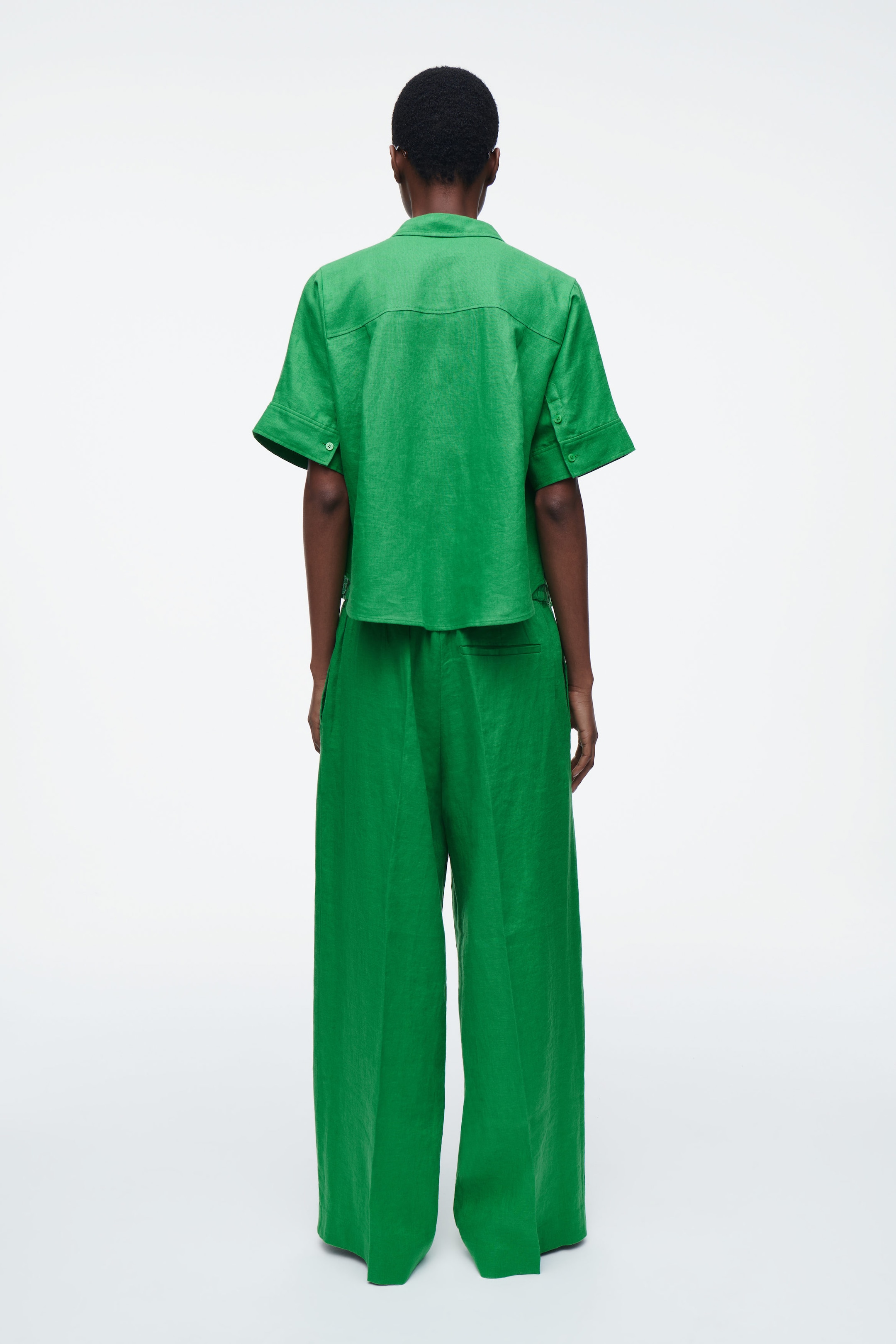 STRAIGHT-LEG TAILORED LINEN TROUSERS