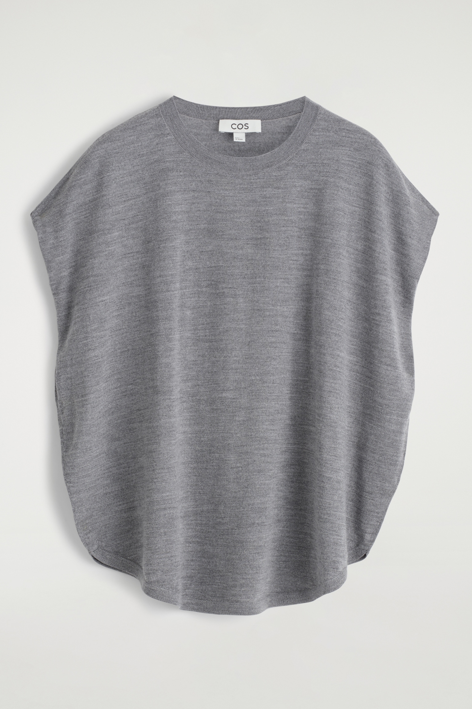 CIRCLE-CUT MERINO WOOL TOP - GREY MÉLANGE/BLACK - 2