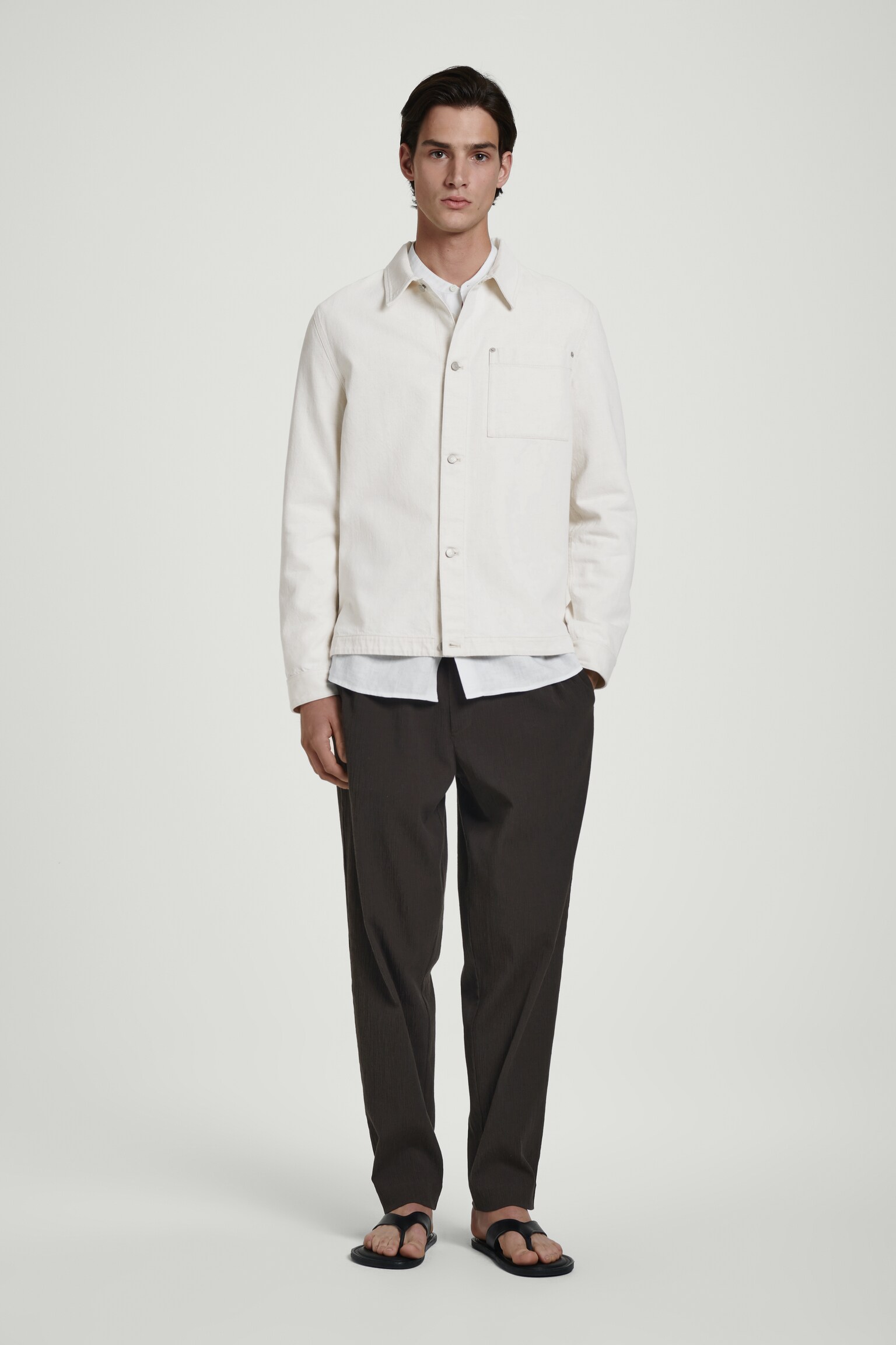 PANTALONI IN COTONE INCRESPATO - MARRONE SCURO - 8