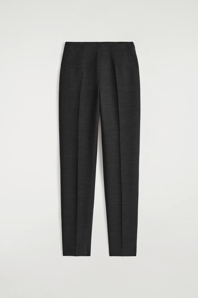WOOL-BLEND SLIM-LEG TROUSERS - CHARCOAL - 1