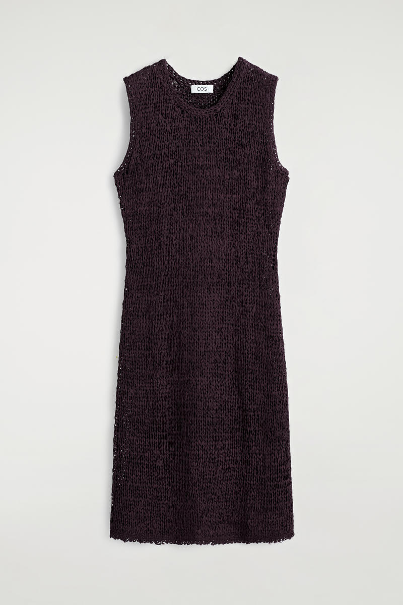 Crochet-Knit Tape-Yarn Midi Dress
