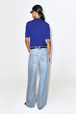 MERINO WOOL ZIP-UP POLO SHIRT — COBALT BLUE 5