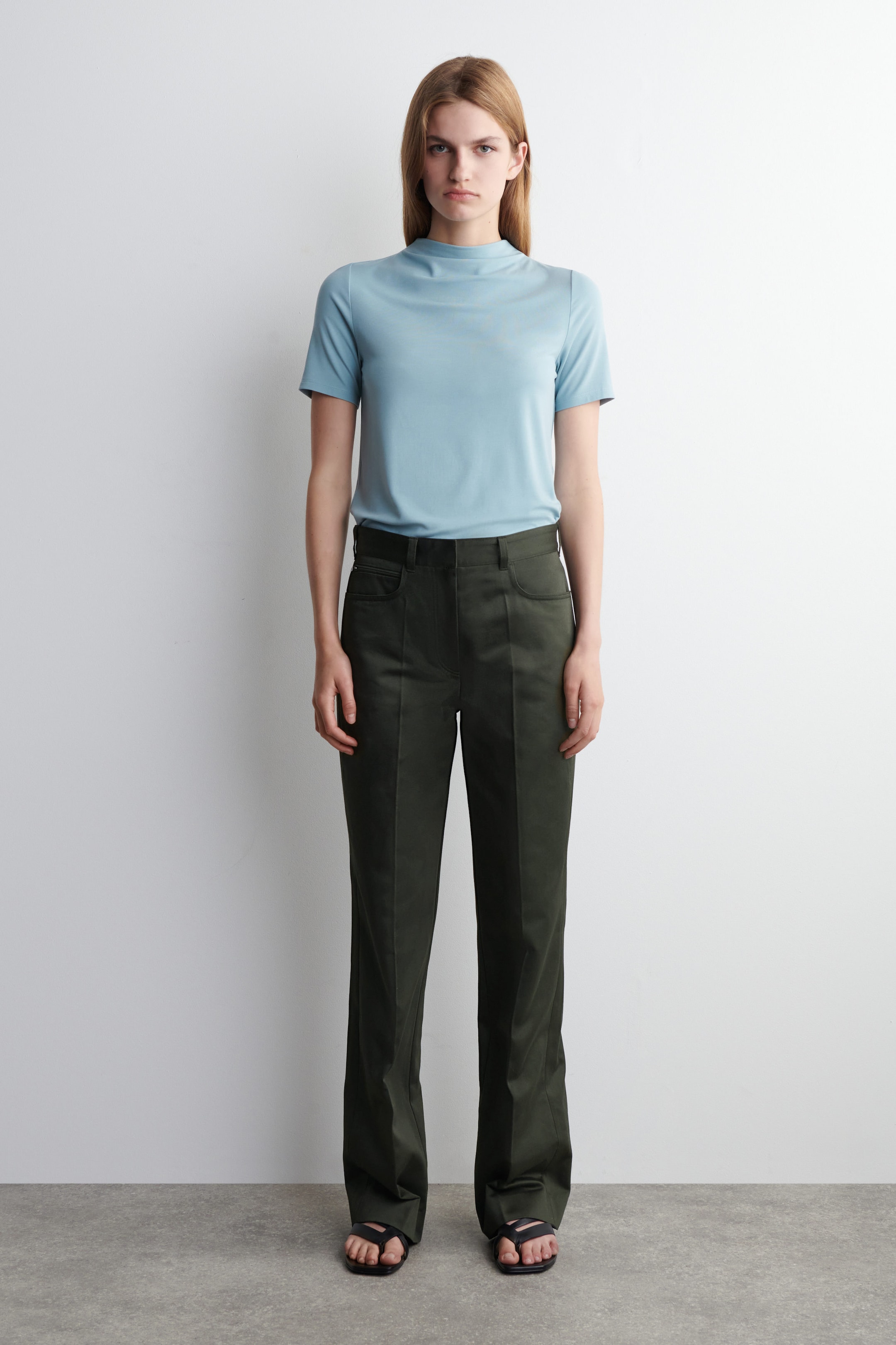 SATEEN STRAIGHT-LEG TROUSERS