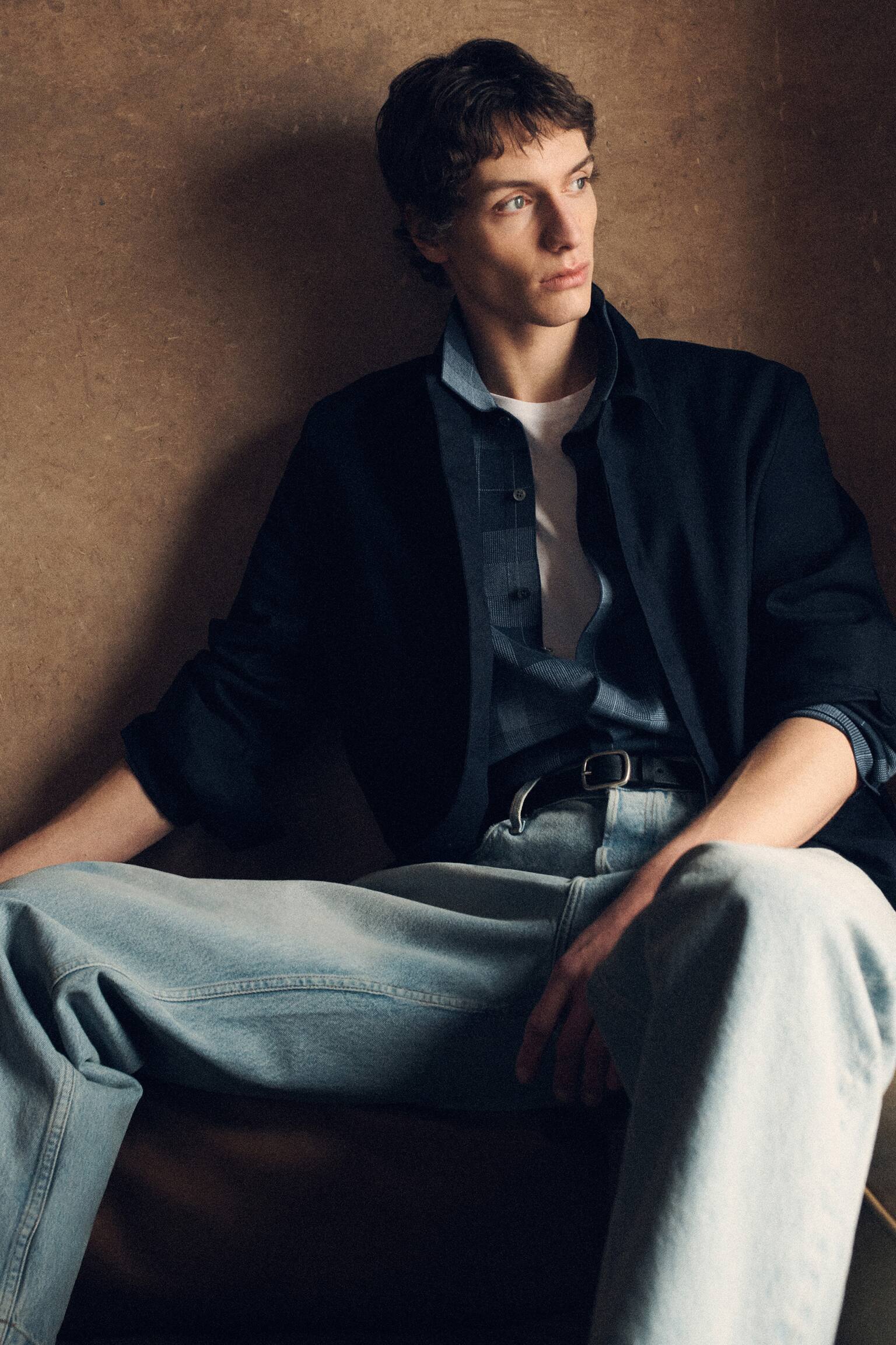 SURCHEMISE DÉCONTRACTÉE EN COTON - BLEU MARINE/BEIGE - 9