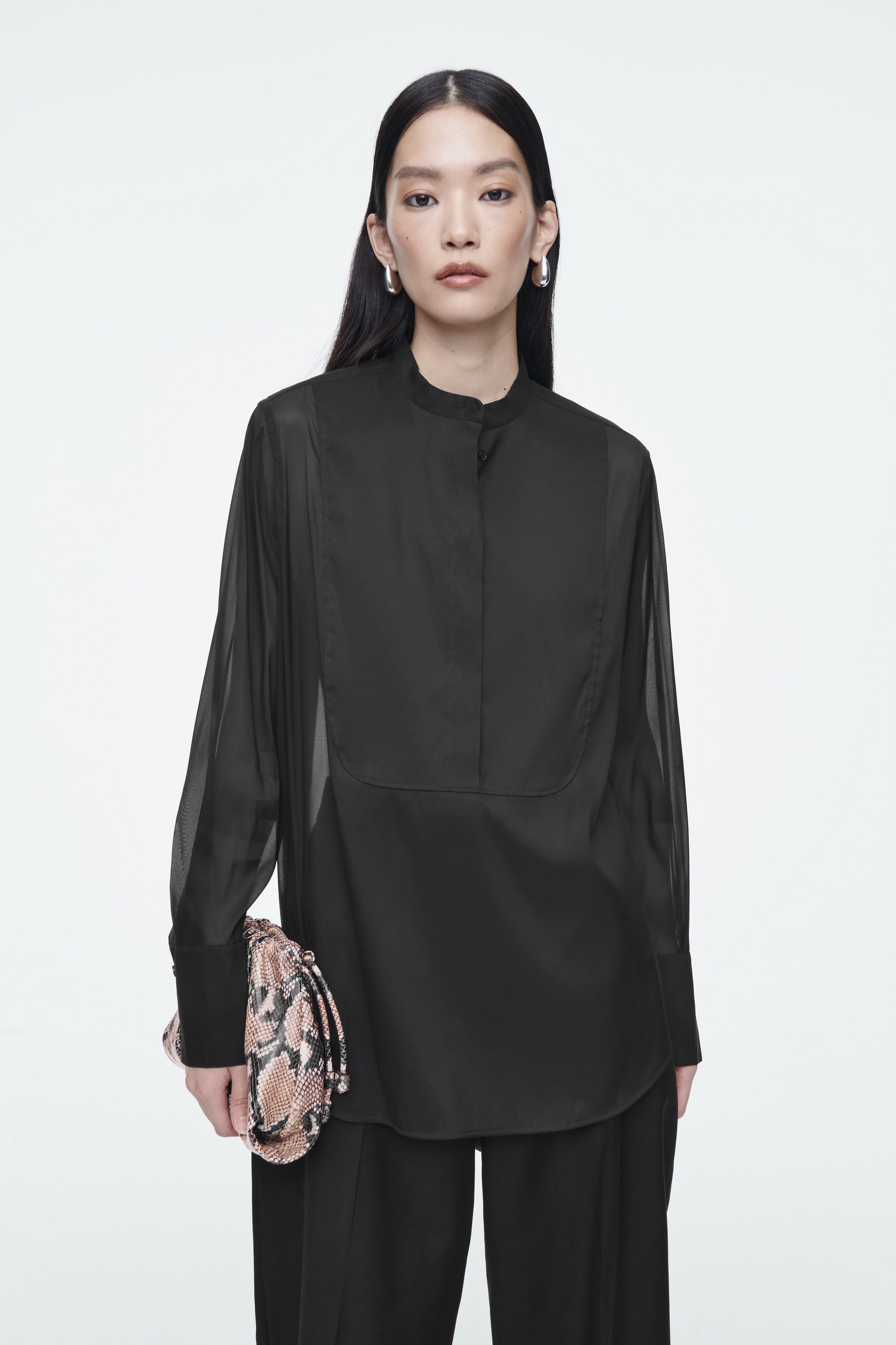 トップス cos contrast silk panel shirt CONTRAST-PANEL T-SHIRT