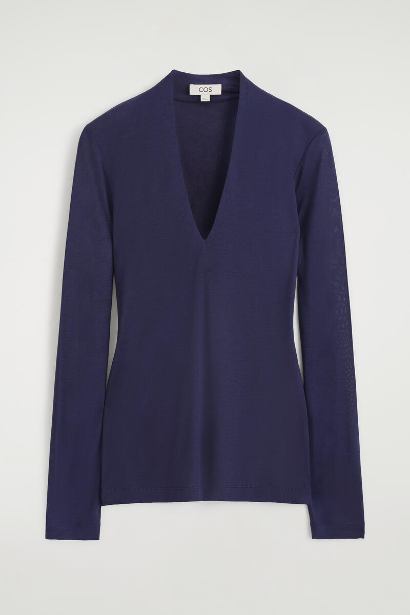 Draped Jersey V-Neck Top