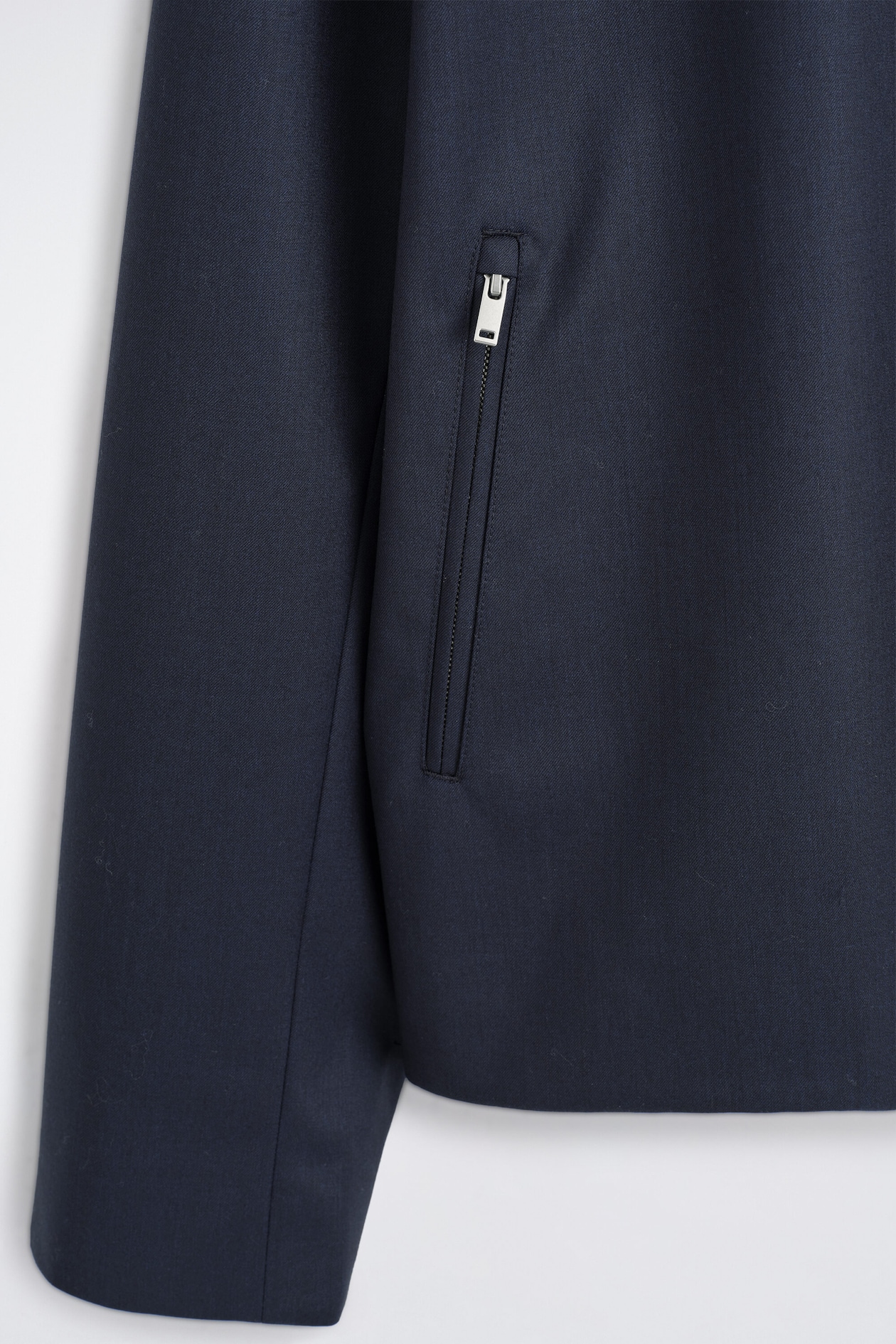 TAILORED WOOL ZIP-UP JACKET — BLUE