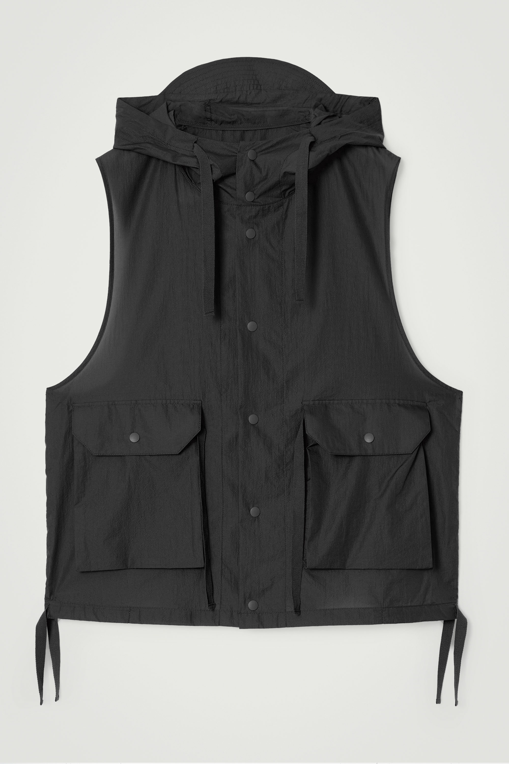 TECHNICAL NYLON HOODED VEST - BLACK | COS