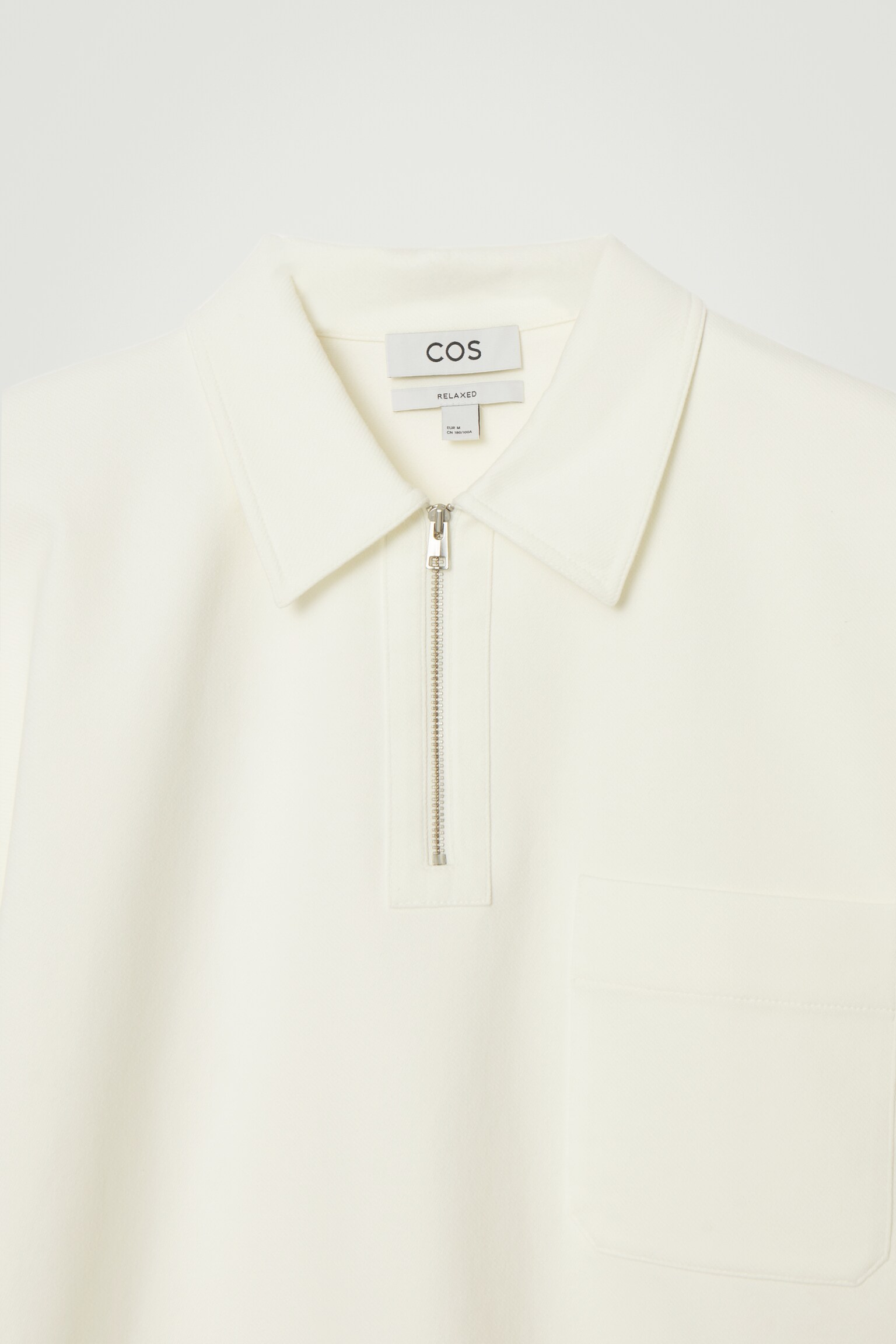 COTTON-TWILL HALF-ZIP POLO SHIRT - OFF-WHITE/NAVY - 2